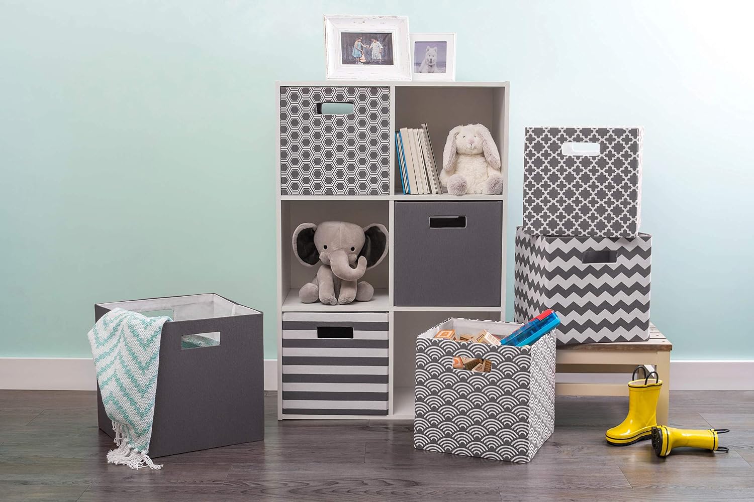 DII Fabric Storage Cube Organizer Bin 13x13x13 Foldable, Teal