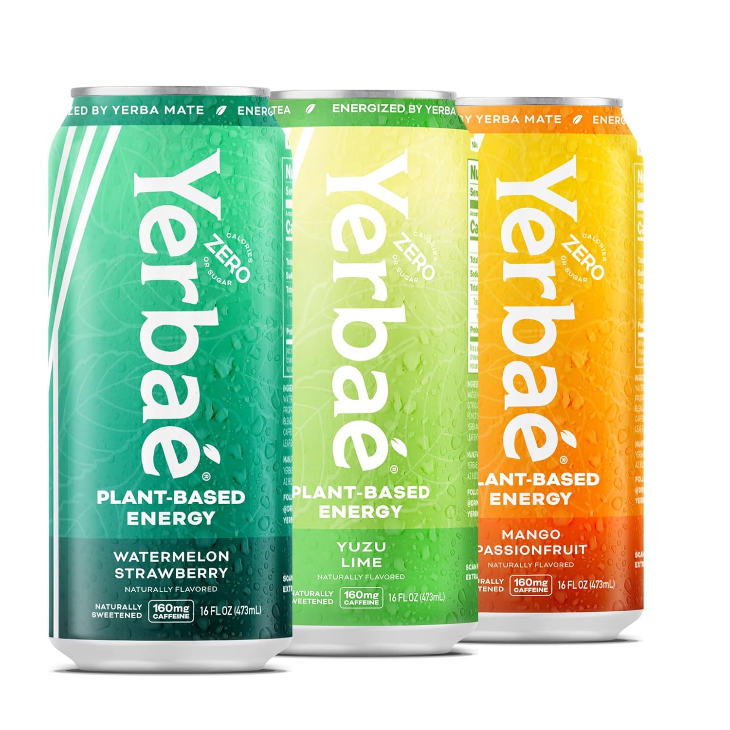 Yerbaé Energy Seltzer - Variety Performance Pack. No Sugar/Calories/Carbs. Energized by Yerba Mate Naturally Caffeinated Plant-Based, Healthy Alternative to Coffee/Sugary Sodas, Pack of 12, 12oz cans