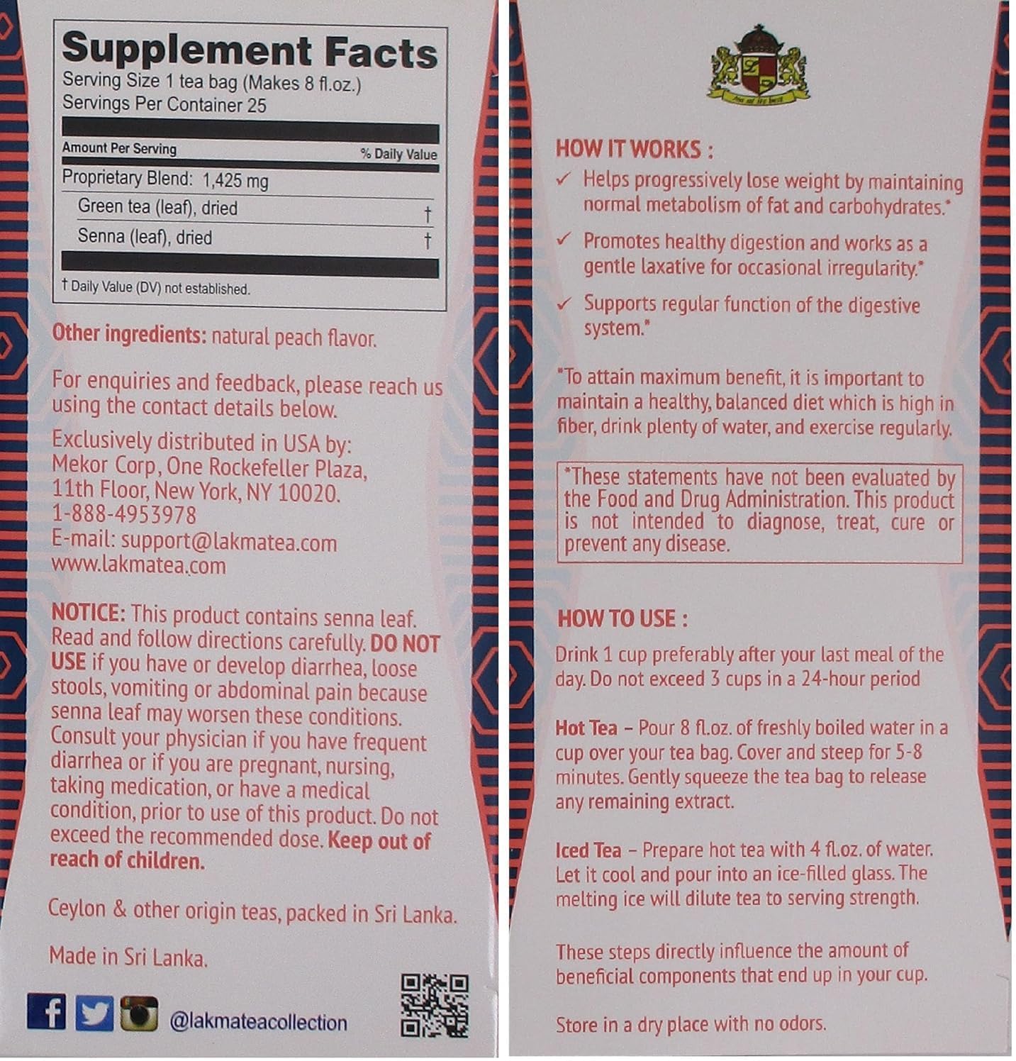 HYLEYS Lakma 14 Day Weight Loss Kit Green Tea - 42 Tea Bags