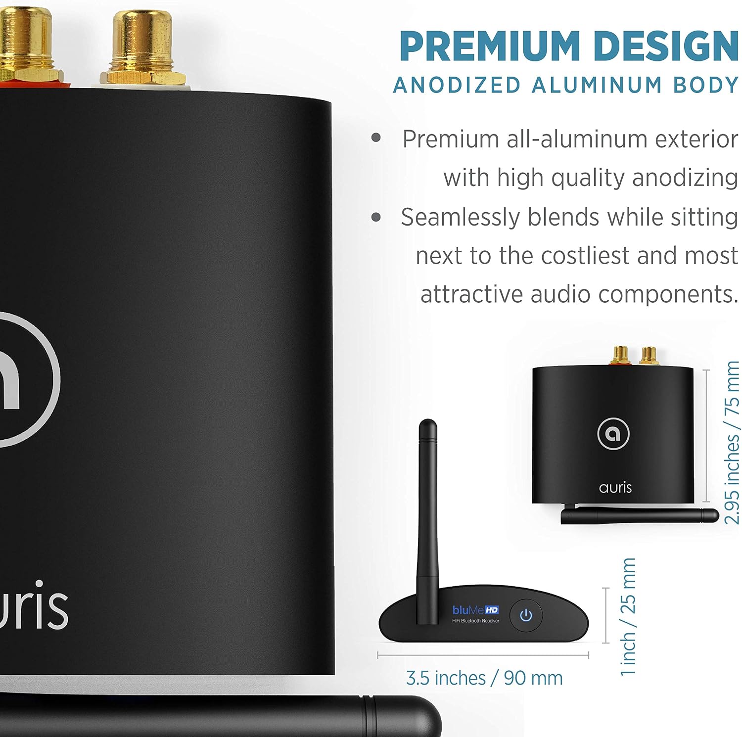 Blume HD Long Range Bluetooth 5.3 Music Receiver Hi-Fi Audio Adapter with Audiophile DAC, LDAC & AptX HD for Home Stereo, AV Receiver or Amplifier