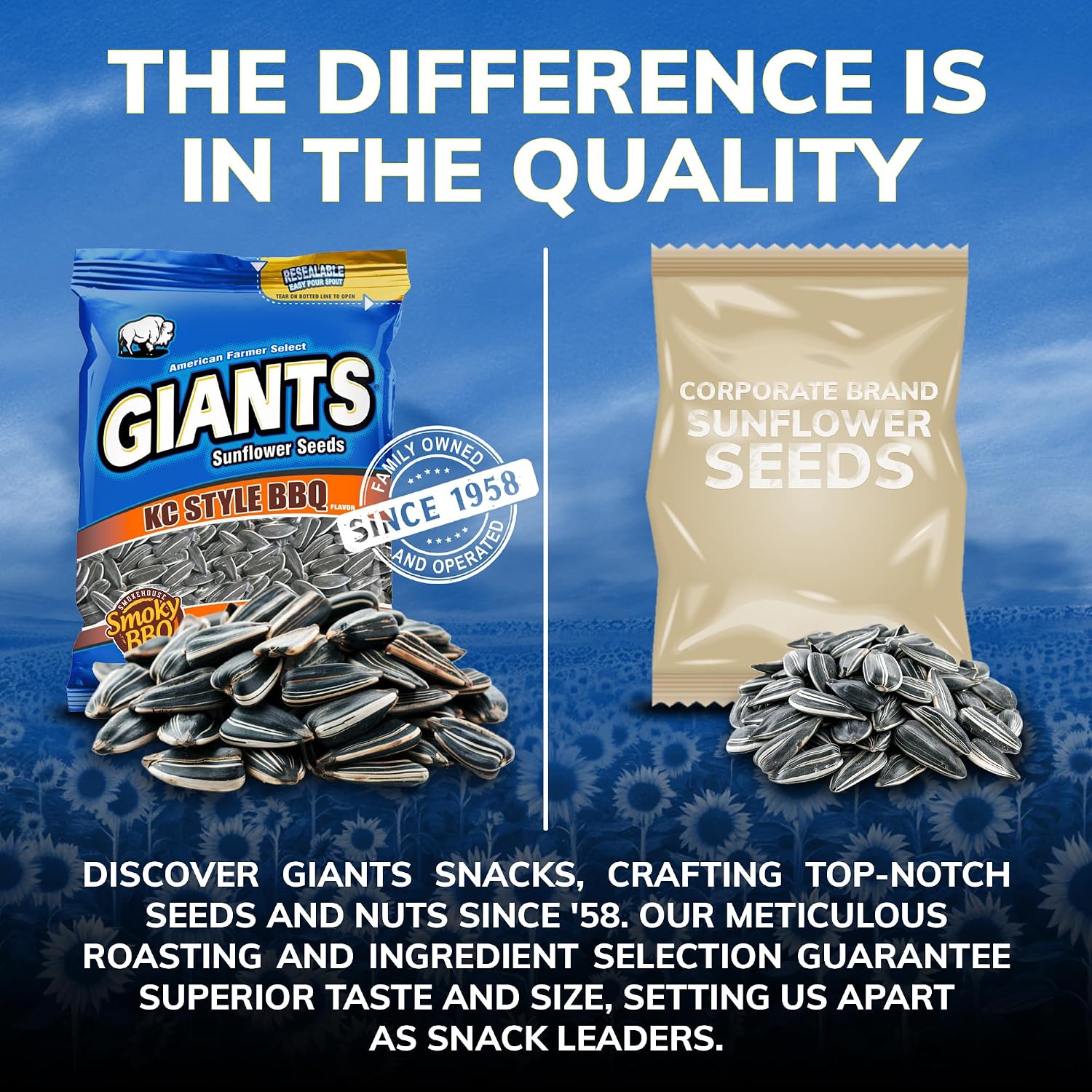 GIANTS Original Sunflower Seeds - Sunflower Seeds to Eat, Sunflower Seeds Bulk, Lightly Salted Sunflower Seeds for Eating, High Protein Snack - 5.75 oz Resealable Bags (Case of 12)