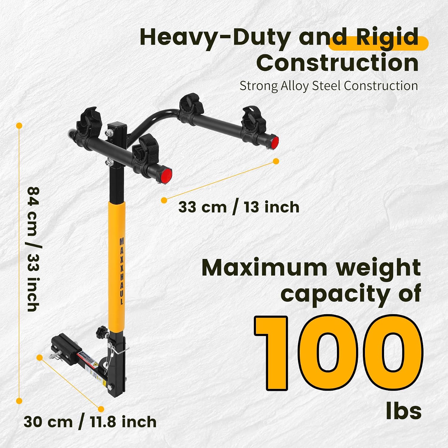 MaxxHaul 50025 Hitch Mount 2-Bike Rack for Cars, Trucks, SUVs, Minivans – Fits 1-1/4" & 2" Hitch Receivers, 100 lb Capacity, Anti-Rattle