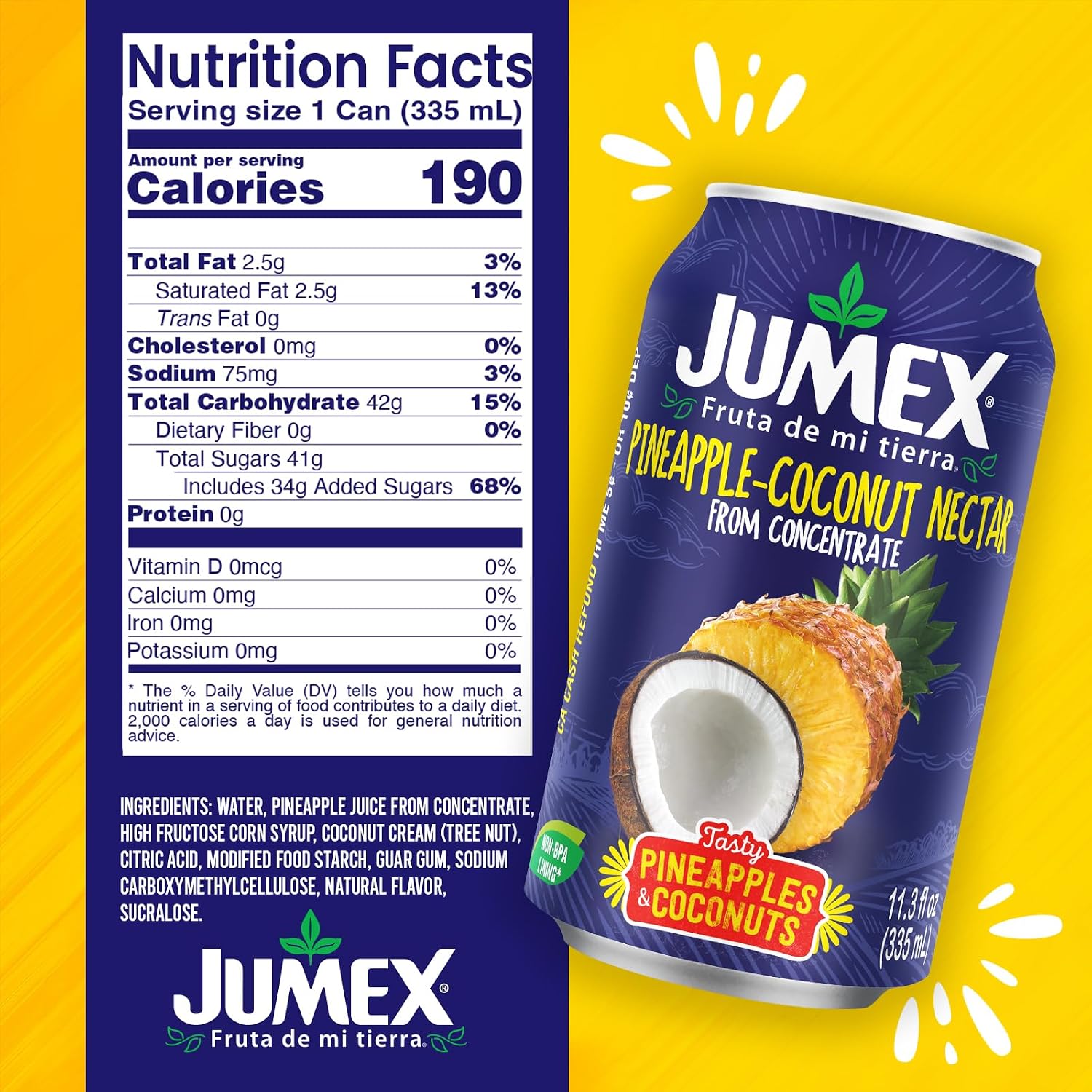 Jumex Mango Nectar Juice & Peach Nectar - Made with Fresh Fruit Puree - Tropical Fruit Juice Concentrate for Smoothie Mix, Cocktail Mixers & Kids Beverages - 11.3oz, 12 Pack Canned Drinks