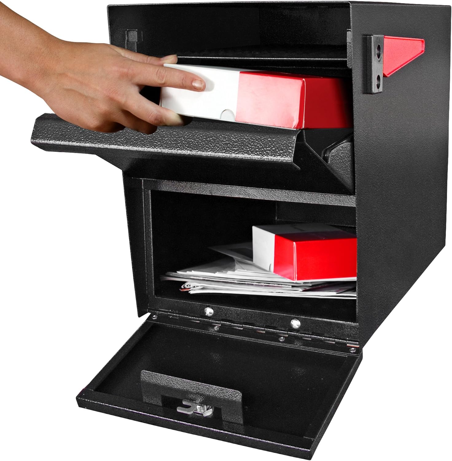 Mail Boss Package Master Locking Post Mount Package Mailbox, USPS Approved | Patented anti-pry lock, oversized package door