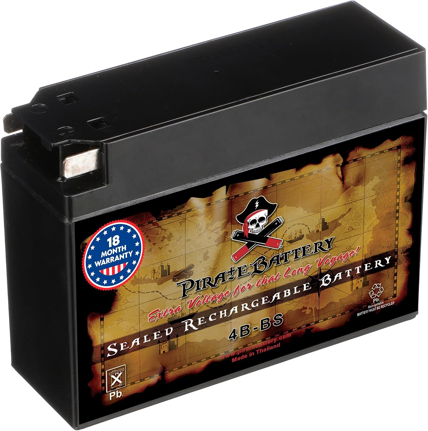 Pirate Battery YTX20HL-BS 310 CCA Maintenance-Free 12V 19Ah Battery Replacement for ATV, Harley Davidson Motorcycle, Jet Skis, Scooter, UTV, and More - Nut and Bolt (T3) Terminal