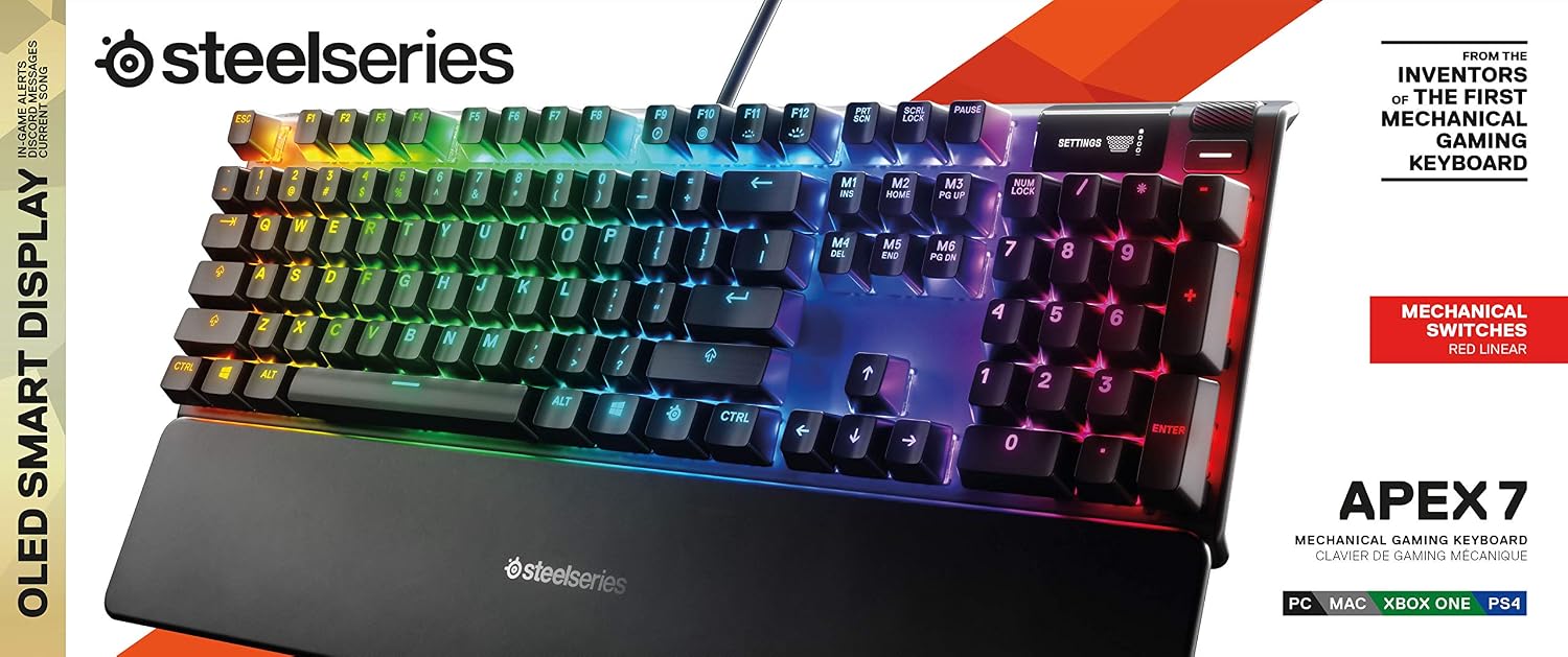 SteelSeries Apex 7 TKL Mechanic Keyboards, Mechanical Gaming Keyboard