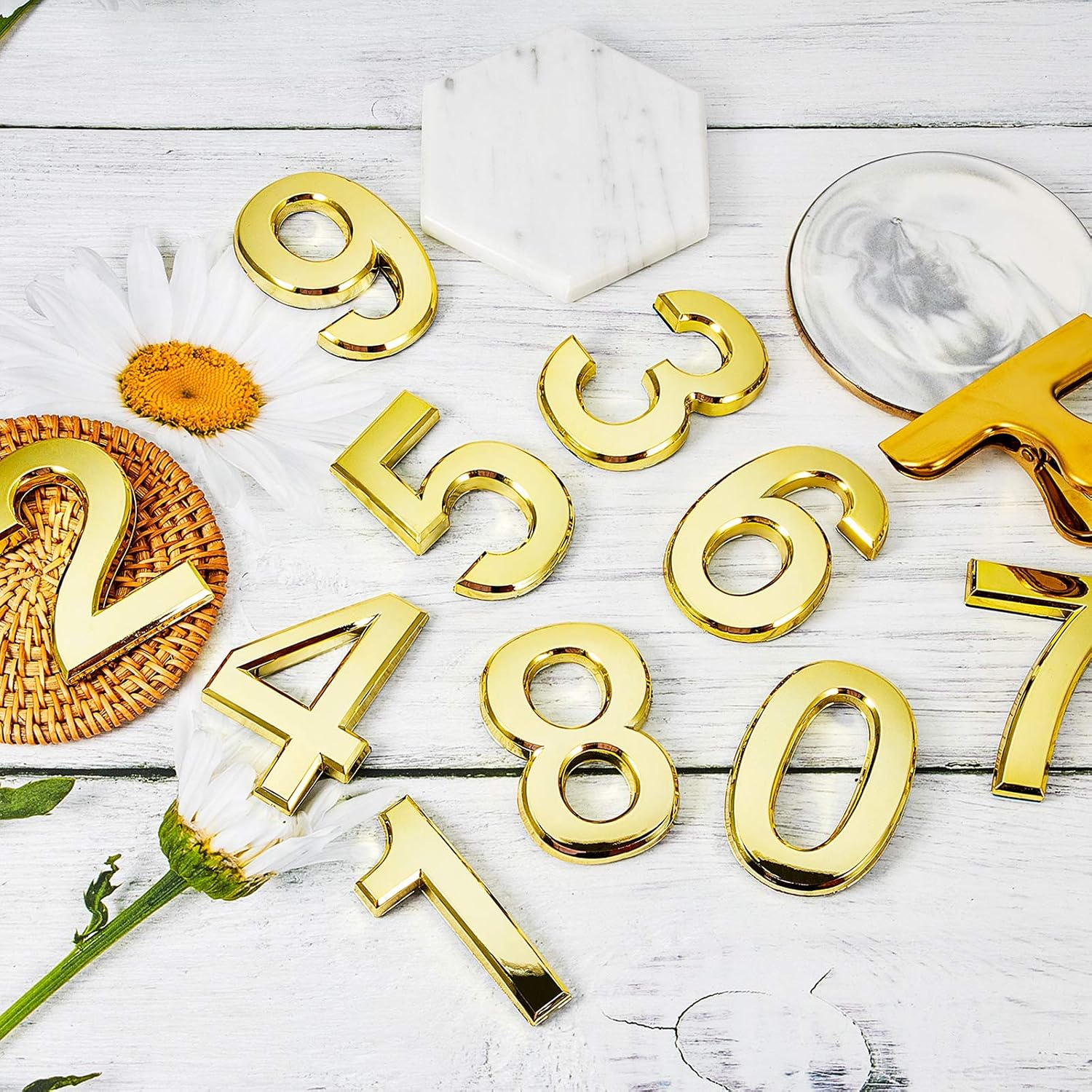 20 Pieces House Numbers Mailbox Numbers 0-9, 3D Door Address Numbers Self Adhesive Mailbox Numbers Sticker or House, Apartment, Office, Hotel Room