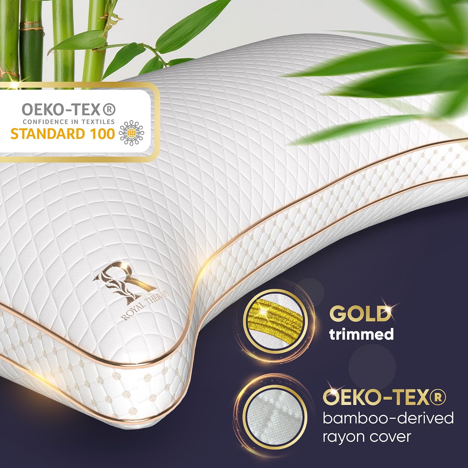 Royal Therapy Queen Size Set of 2-Shredded Memory Foam Pillow–Adjustable Memory Foam Pillow for Sleeping, Firm Pillow for Neck & Shoulder Support