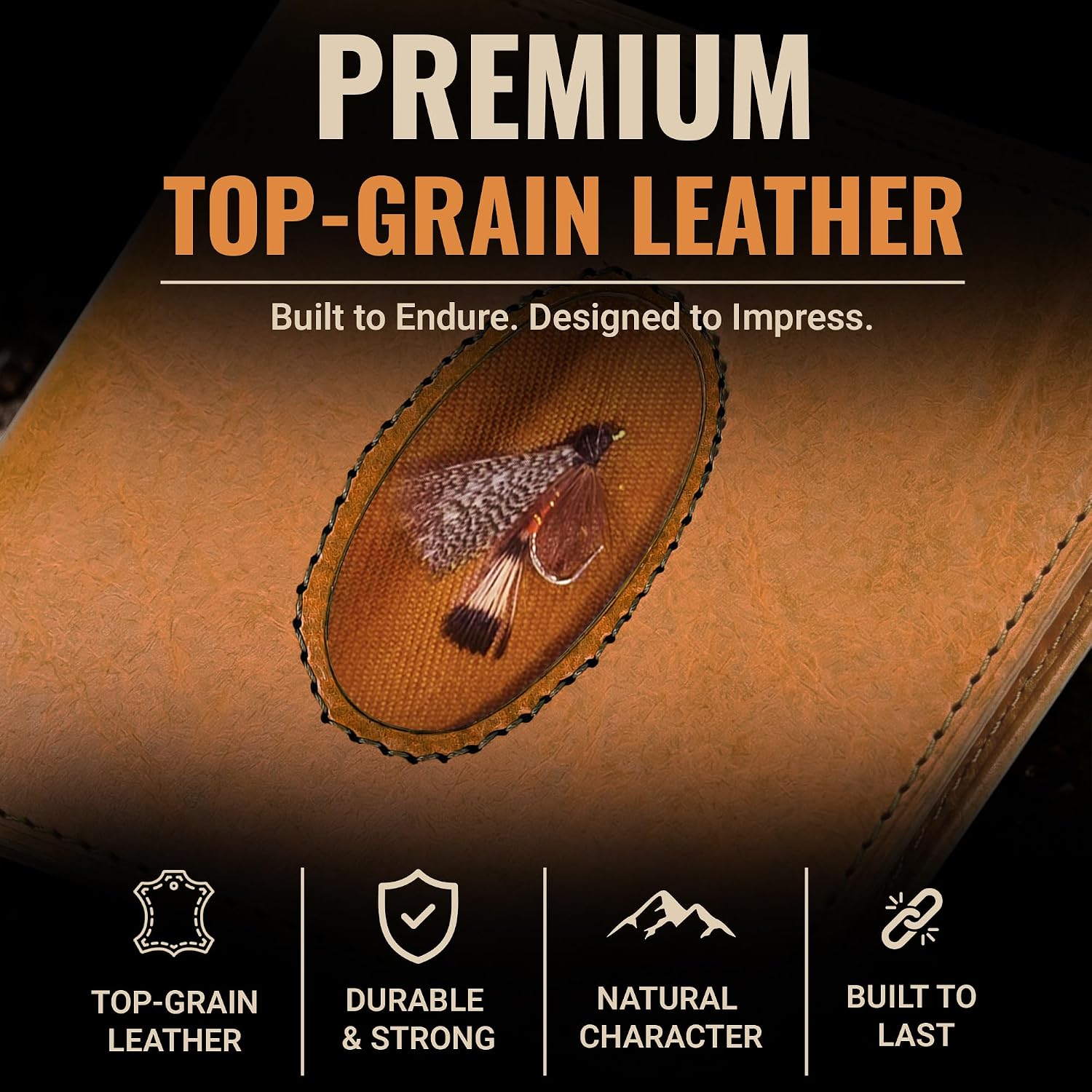 Genuine Bison Leather Wallet for Men, RFID Slim, Brown | Genuine bison leather wallet for men with RFID blocking and curved front pocket fit. Rugged slim everyday carry, brown.