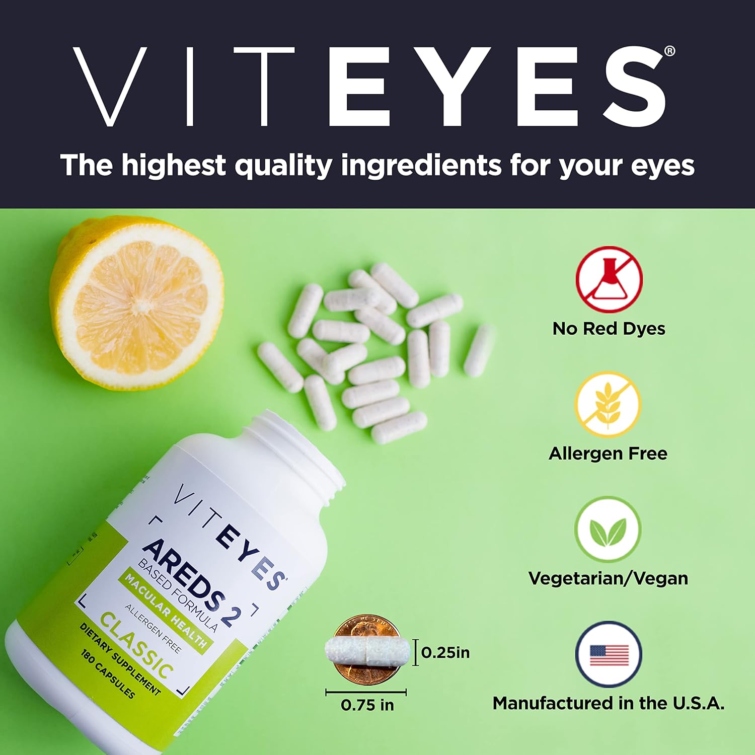 Viteyes AREDS 2 Capsules and Multivitamin AREDS 2 Companion, Single Daily Dose Eye Vitamins, 3 Month Supply