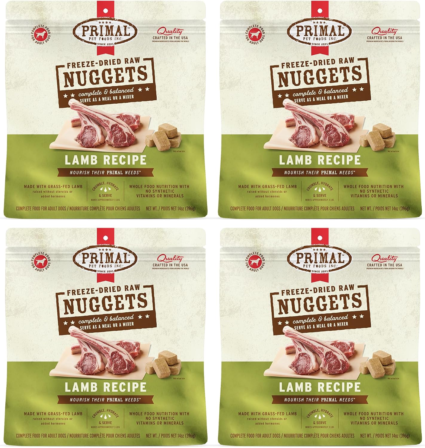 Primal Freeze Dried Raw Dog Food Nuggets, Beef, 14 oz | Complete & Balanced Nutrition, Meal, Topper or Treat, Grain-Free, High Protein, No Synthetic Vitamins & Minerals