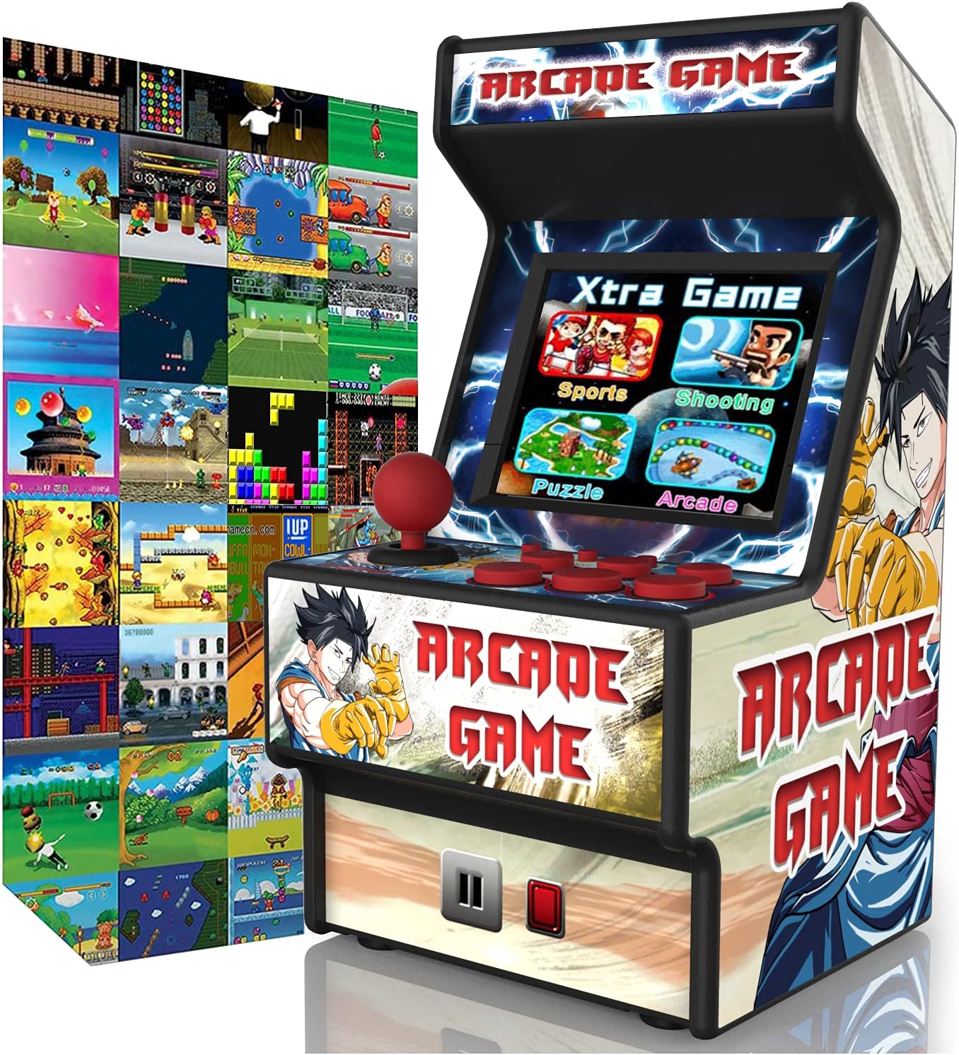Mini Arcade Machine, Built in 156 Classic Retro Games, 2.8 Inch Screen | 156 Classic 16-Bit Video Games, Handheld Game Console, Rechargeable Battery, Support for TV Output, Birthday Present for kids