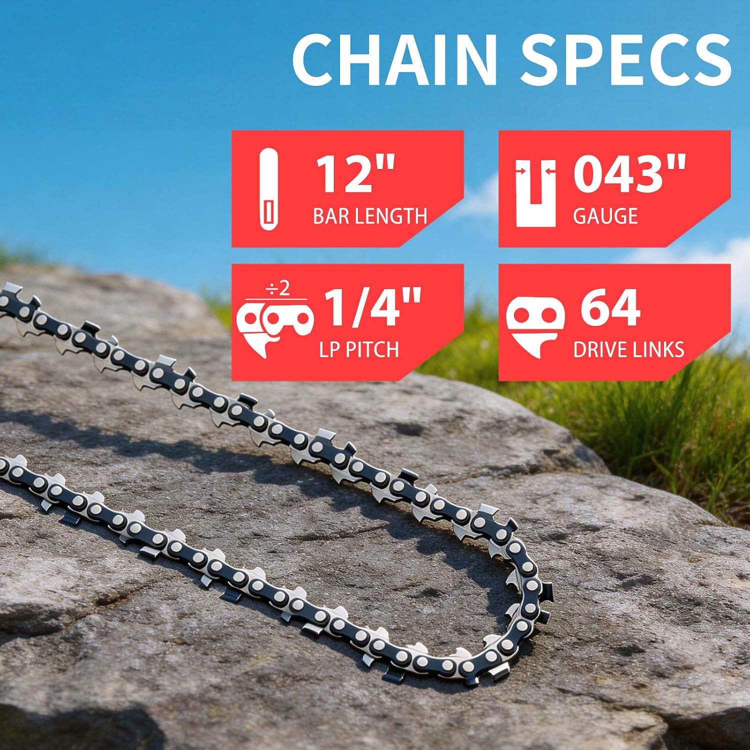 18 Inch Chainsaw Chain Replacement .325" Pitch .063" Gauge 68 Drive Links, Fits Stihl (PRE 2023 .063" Gauge) 025, MS250, MS251, 3005 008 4717-36390050068, Full Chisel, 3 Pack | P-Series