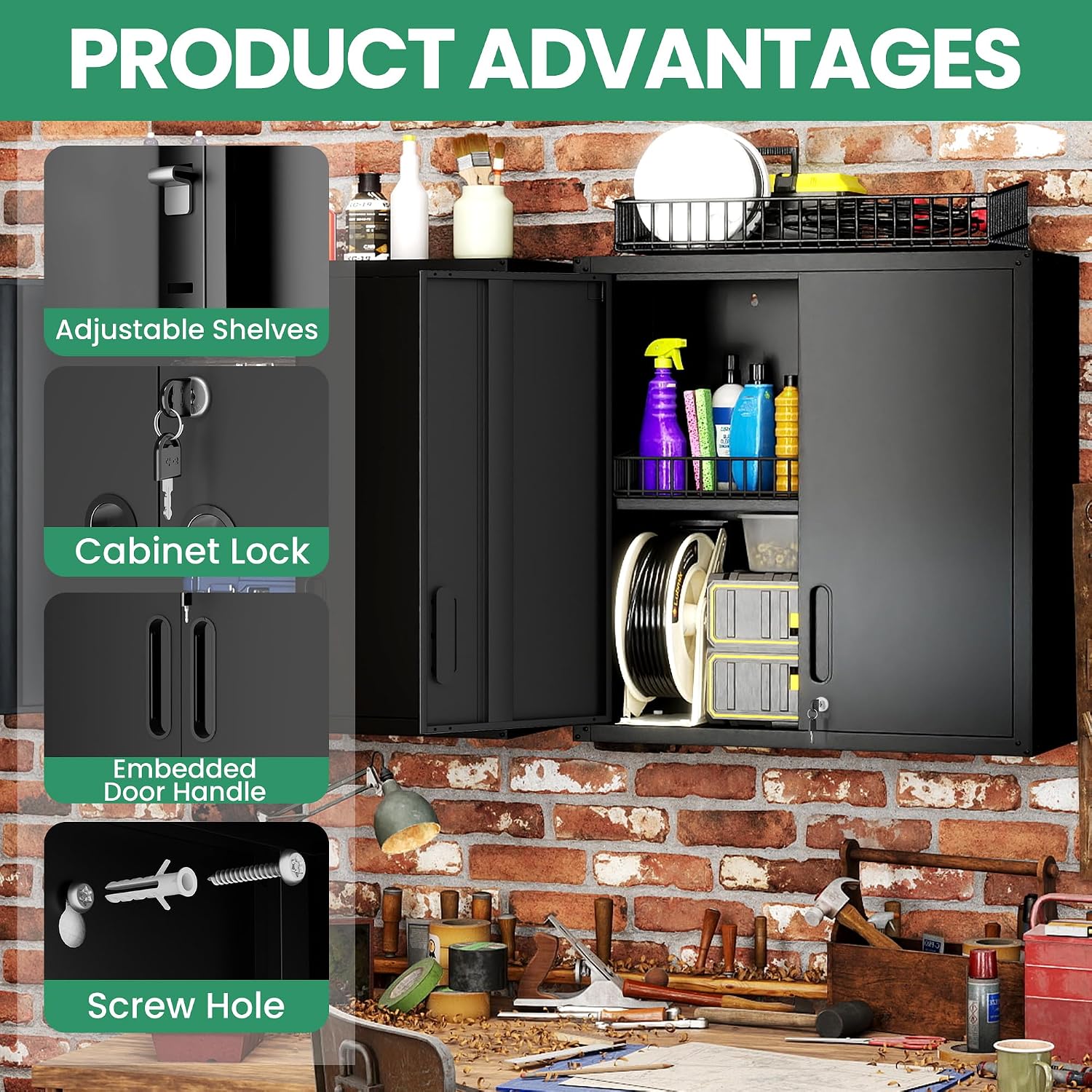Garage Cabinets,Metal Garage Storage Cabinet with Wheels,Black Lockable Rolling Tool Cabinet with Drawer and Adjustable Shelves,Heavy Duty Tool Chest for Home Office Utility Room