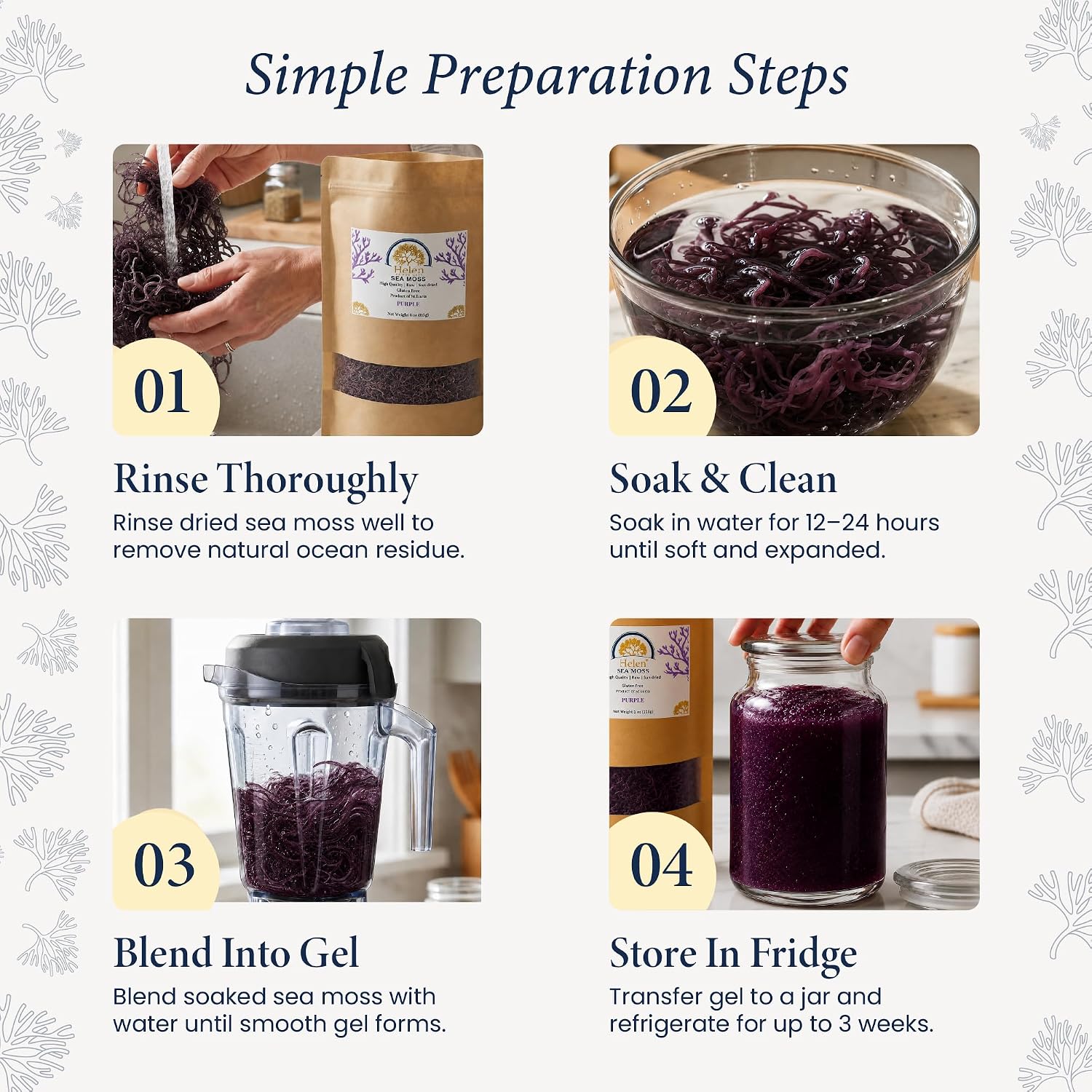 Wildcrafted Sea Moss | Gold - Purple - Green - Mixed | 100% Natural Irish Moss from St.Lucia | Mineral-Rich Superfood | 8oz Sun-Dried Moss | NO