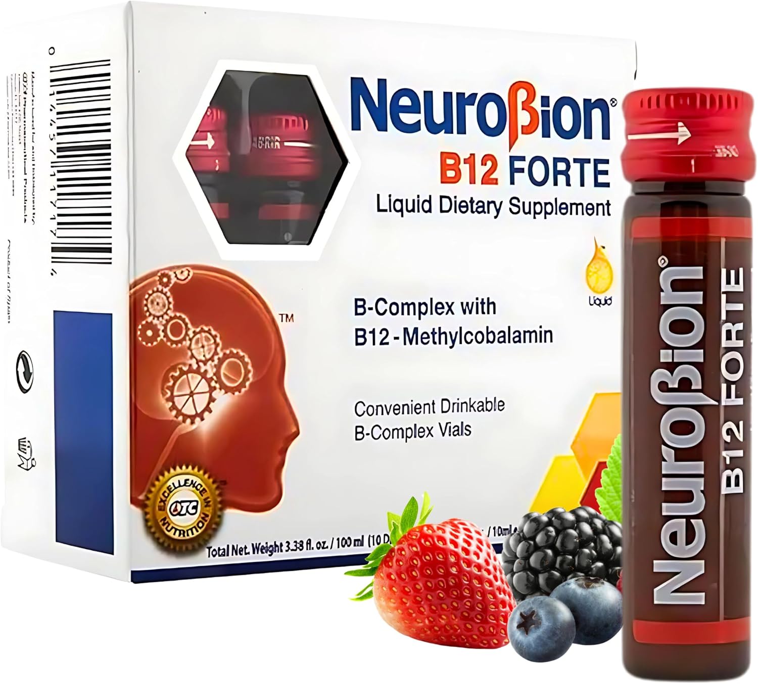 Neurobion Forte Vitamin B12 Methylcobalamin B6 B2 Niacin Liquid Shots Daily Energy & Nervous System Support Complex Easy Oral Drinkable10 Vials