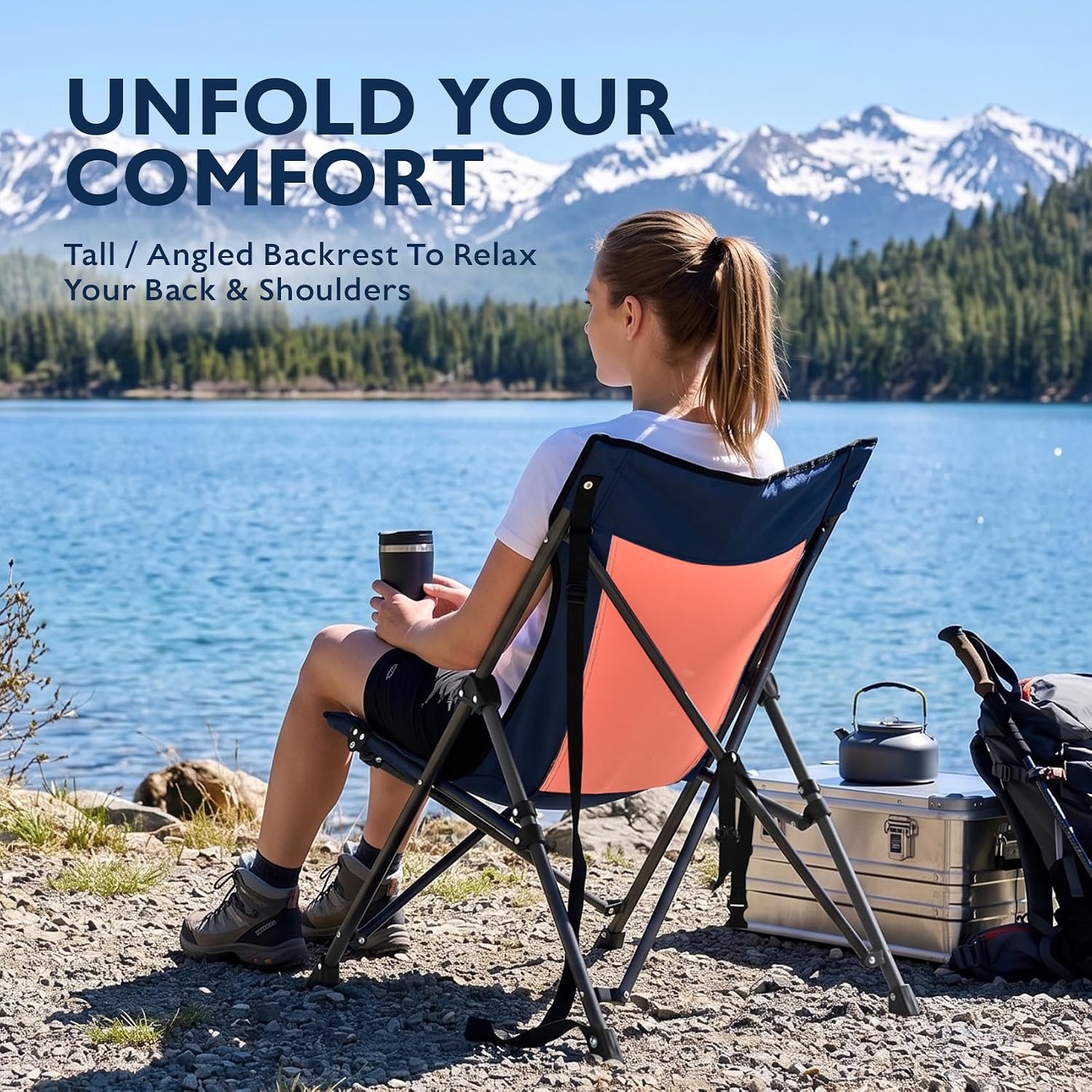 Alvantor® Camping Chair, Full Mesh Folding Beach Chair Breathable High Back Portable Lawn Chair for Outdoor, Armrest, Cup Holder, Easy Use Seat for Travel, Fishing, Pinic, Sports Event, 24"x31"x38"