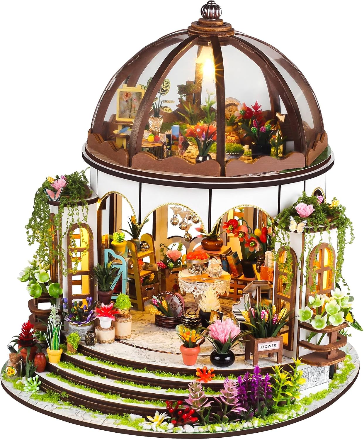 Kisoy Romantic and Cute Dollhouse Miniature DIY House Kit Creative Room Perfect DIY Gift for Friends,Lovers and Families (Sunny Holiday Time)