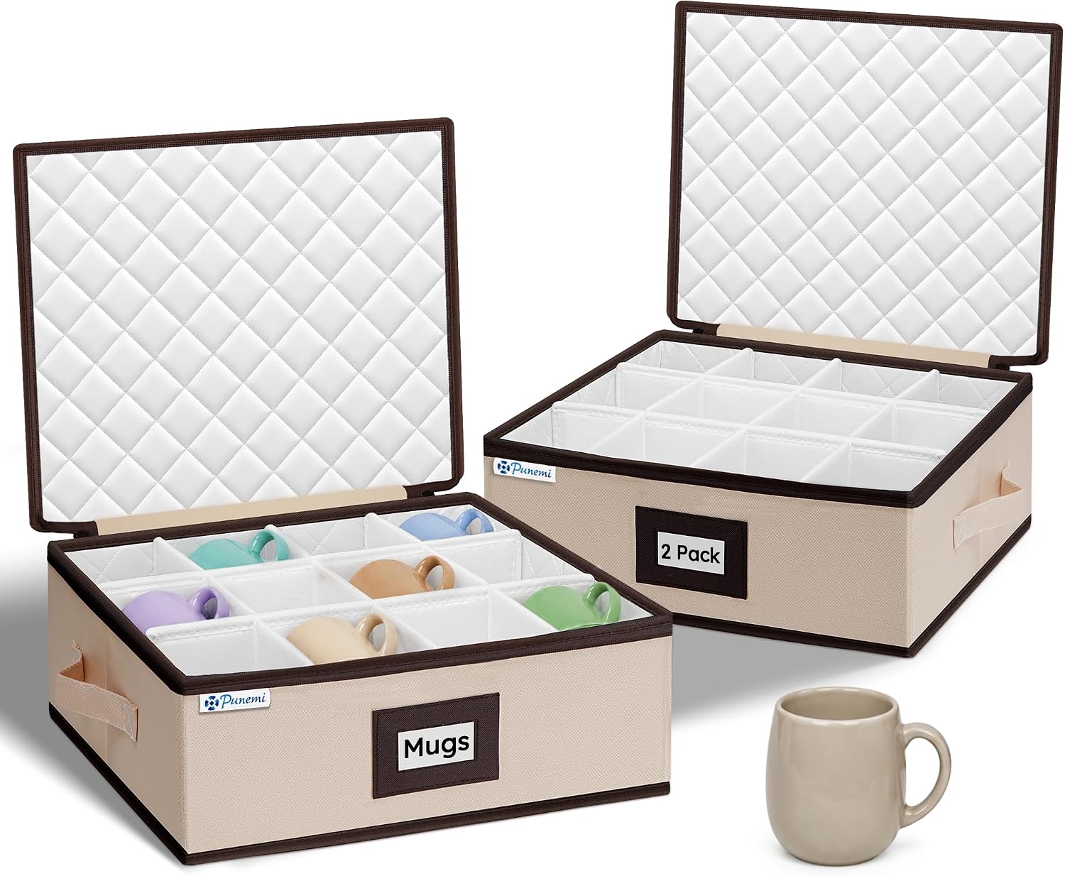 China Storage Containers, 4-Pack Hard Shell Plate & Dish Cases for Moving | Padded dividers and quilted lining protect plates and dishes; stackable for moving and holiday storage, beige hold set of 12