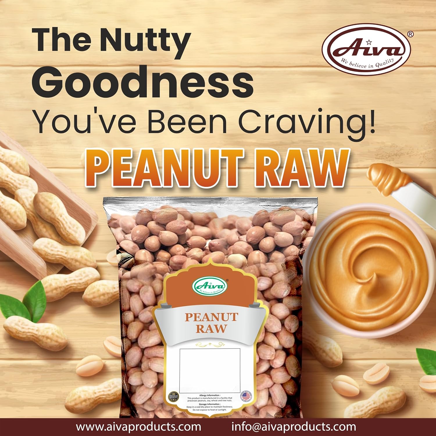 Aiva Raw Spanish Peanuts (10 LB Case) Bulk – Whole Unsalted Peanuts for Snacking, Cooking, and Baking | Product of USA | Spanish Premium Grade