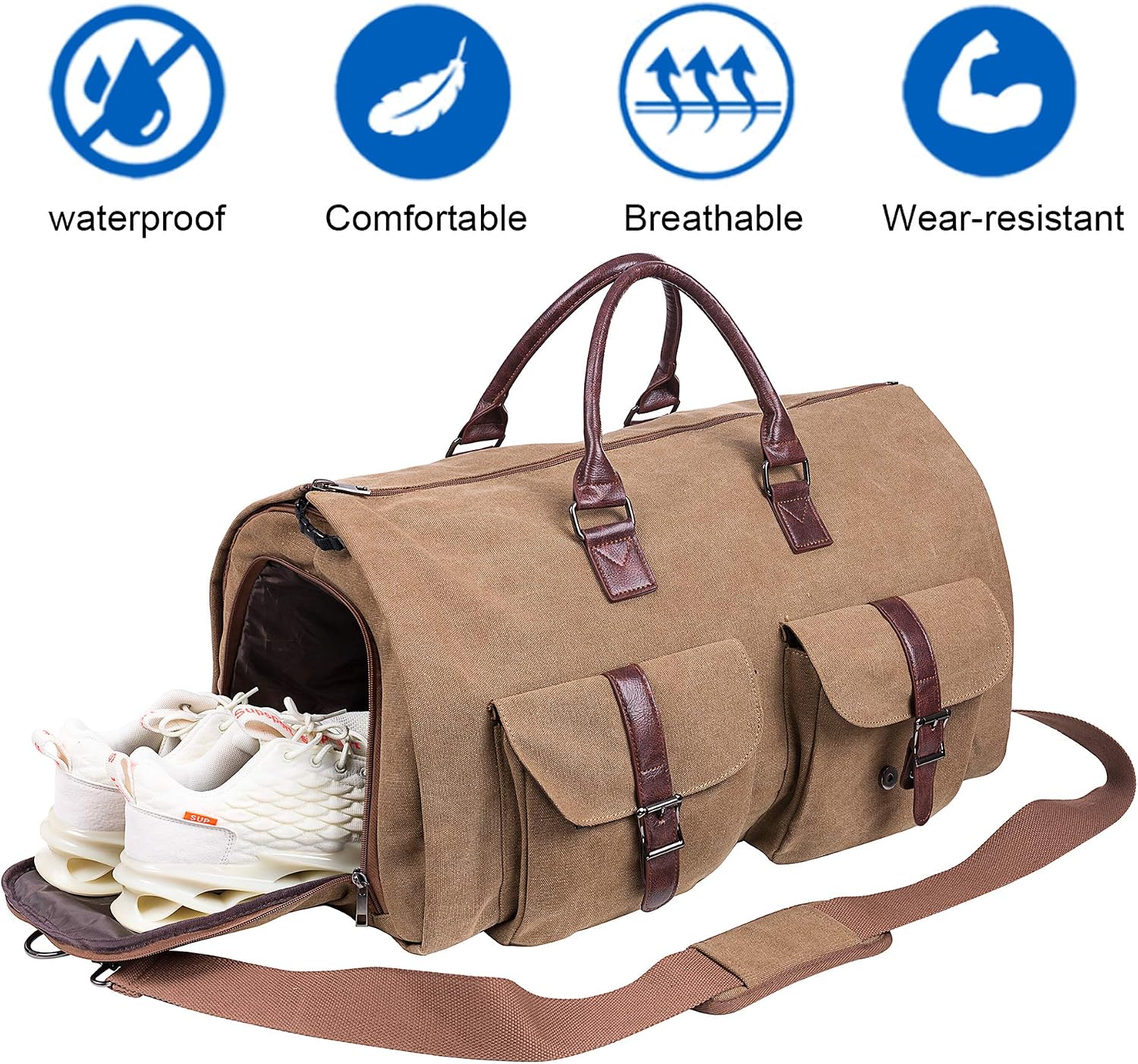 seyfocnia Convertible Travel Garment Bag,Carry on Garment Duffel Bag for Men Women - 2 in 1 Hanging Suitcase Suit Business Travel Bag