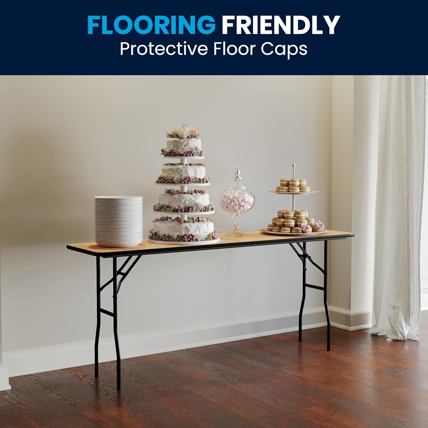 Flash Furniture 6 ft Wood Folding Clear Coat Rectangular Table, Clear | Durable Construction, Commercial Use