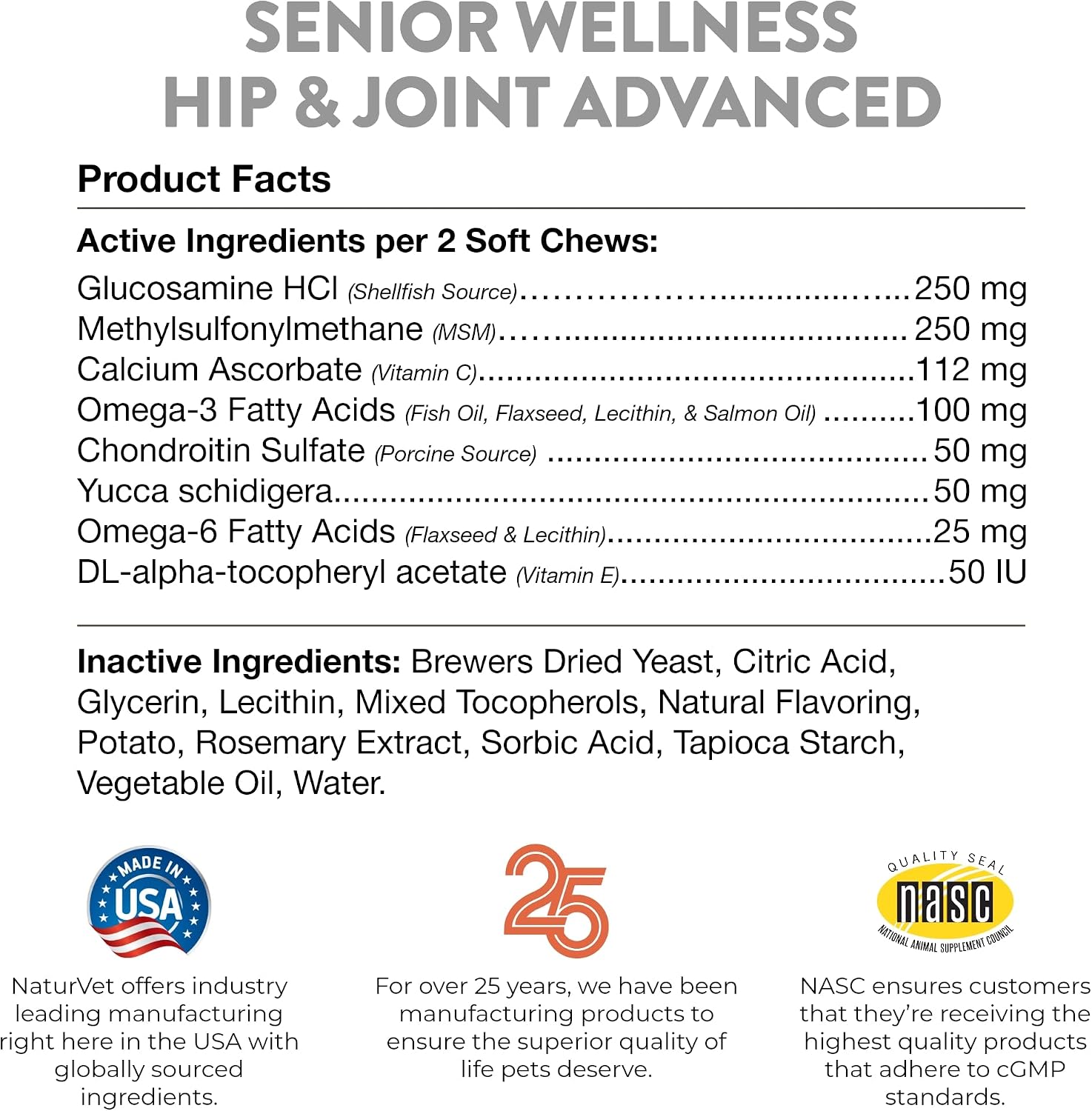 NaturVet – Senior Wellness Hip & Joint Advanced Plus Omegas | Help Support Your Pet’s Healthy Hip & Joint Function | Supports Joints, Cartilage & Connective Tissues | 120 Soft Chews