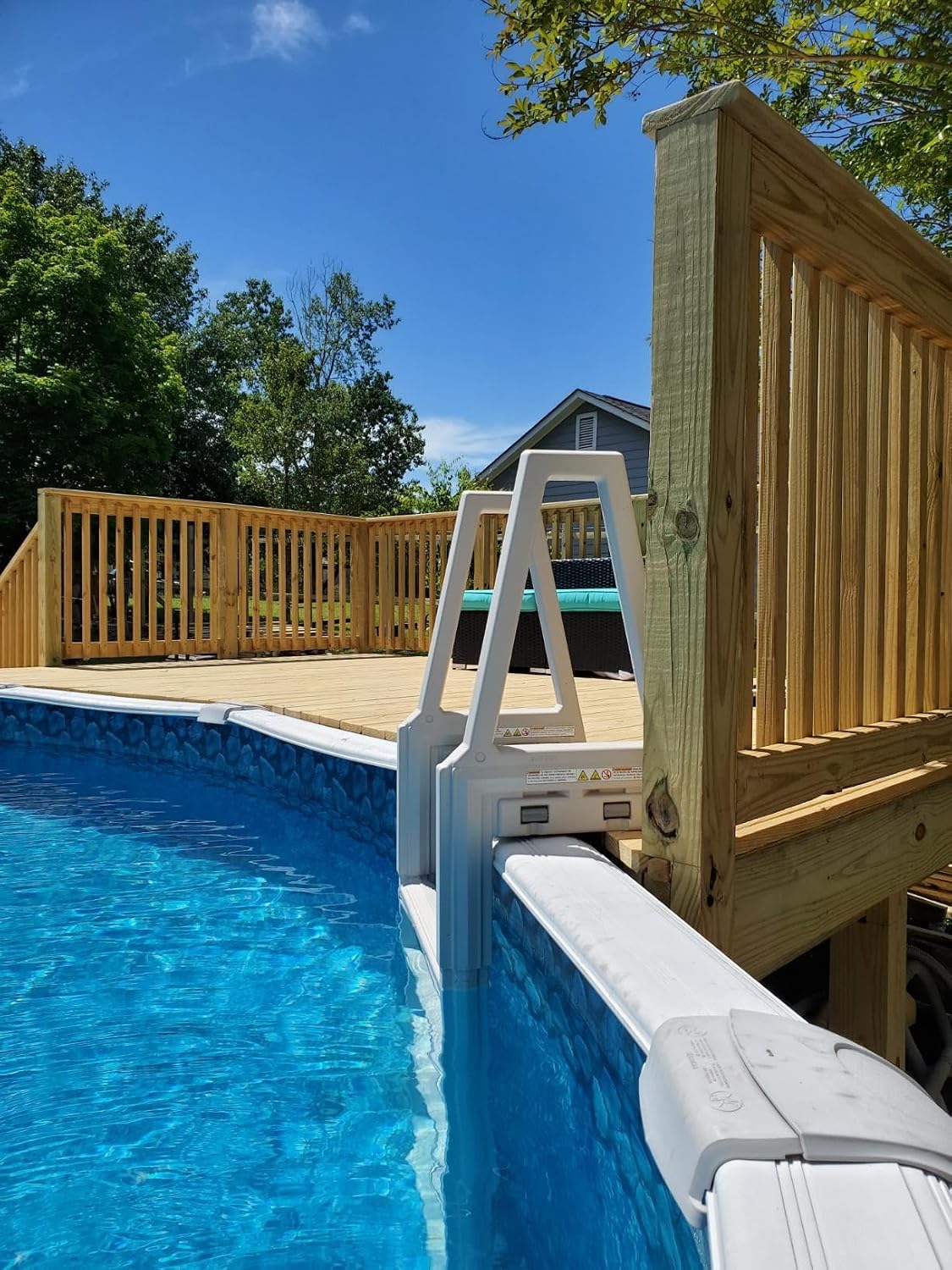 Confer Plastics 635-52X Sturdy Above Ground in-Pool Swimming Pool Ladder for Decks Adjustable from 46"-56"