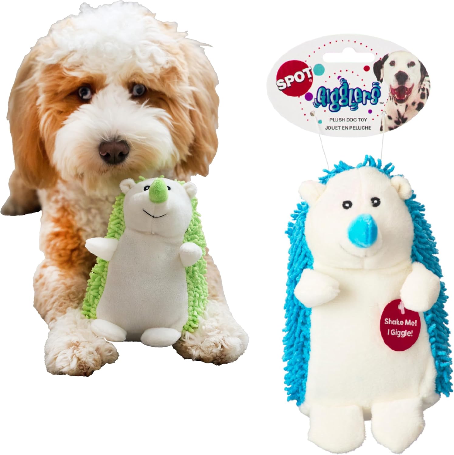 SPOT Gigglers Hedgehog Dog Toy with Giggle Sound | Textured, Plush Shake and Wiggle Hedgehog Giggle Toy for Small and Medium Dog Breeds