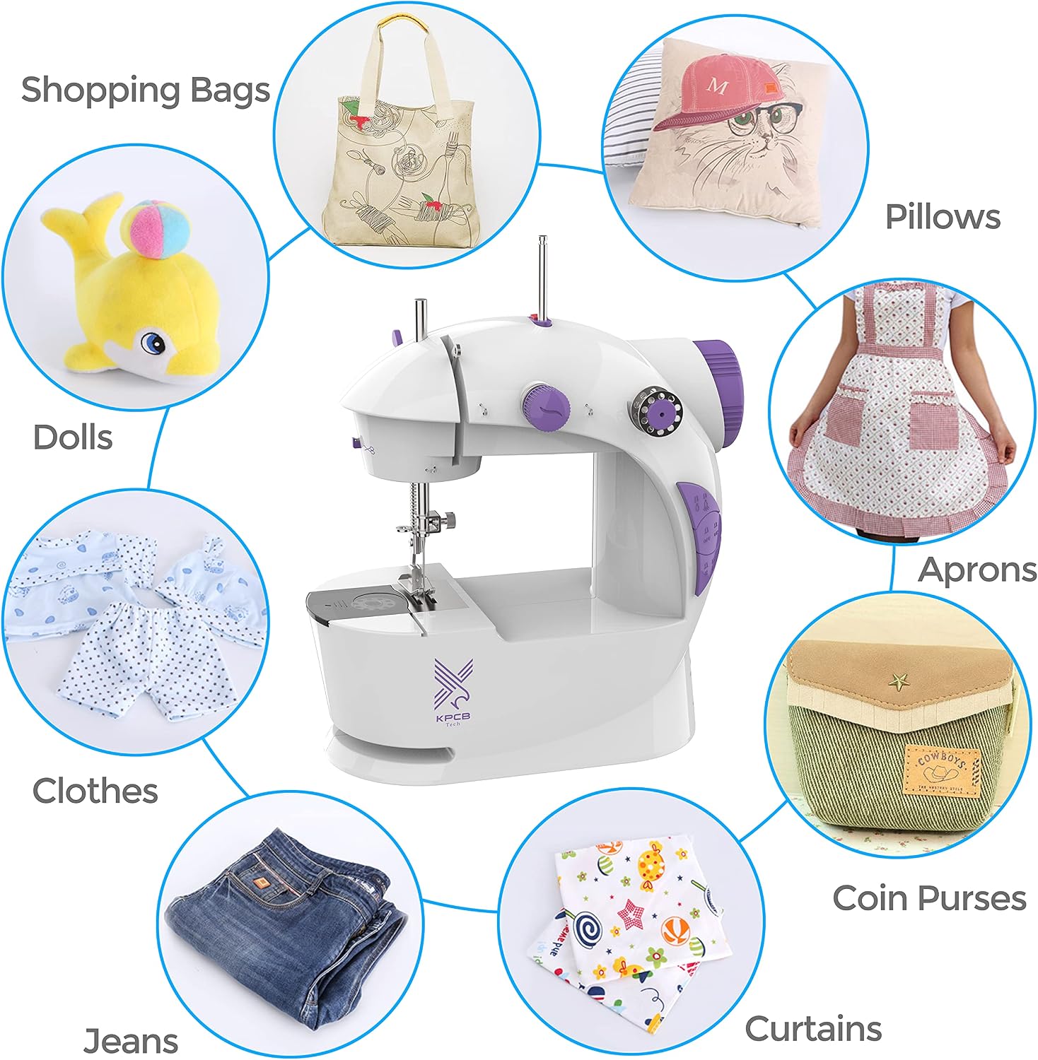 Sewing Machine for Beginners with Fabrics&Finger Guard, Mini Size