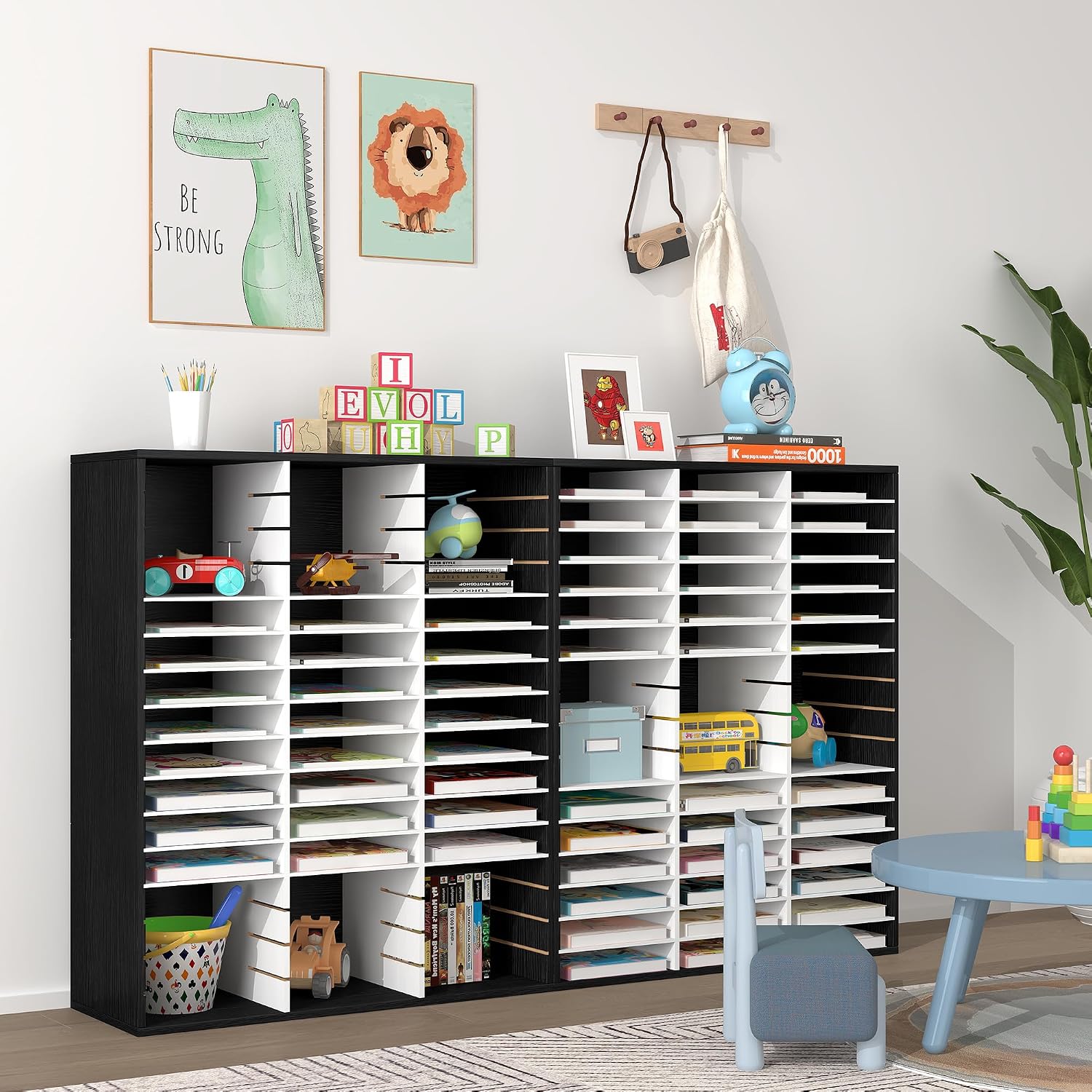 EasyPAG 12 Compartments Wooden Literature Organizer with Adjustable Shelves, 6000 Sheets Capacity Paper Organizer