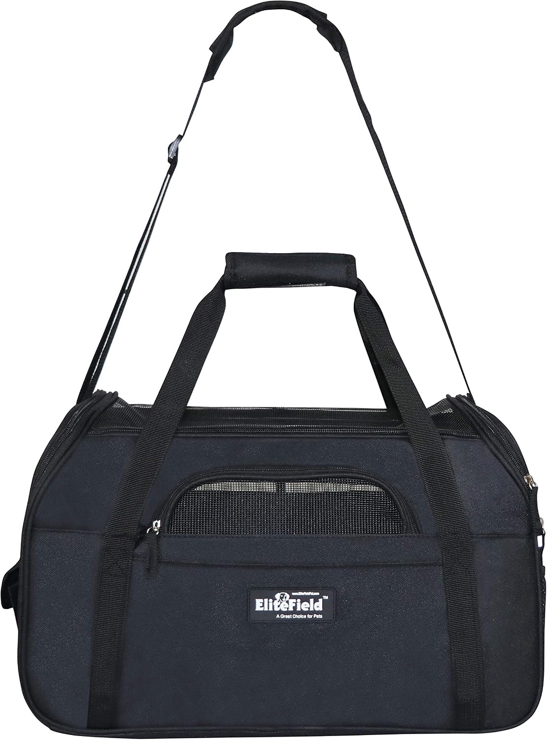EliteField Soft-Sided Pet Carrier for Cats & Small Dogs (3-Year Warranty) | Airline Approved, Removable Bed & Cover, Built-In Leash, Luggage Sleeve, Seat Belt Loop, Waterproof, Durable, Foldable