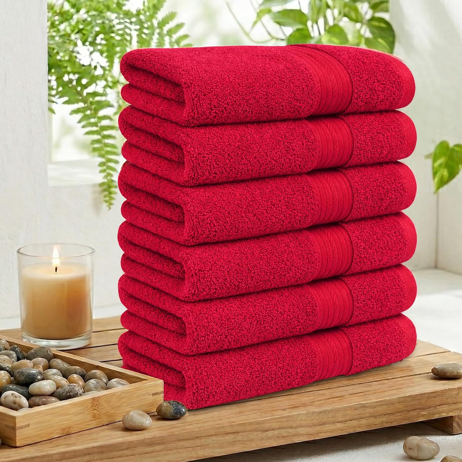 Ample Decor 100% Cotton Hand Towels 18x28 Inches, 600 GSM, Soft & Absorbent, Set of 12, Purple