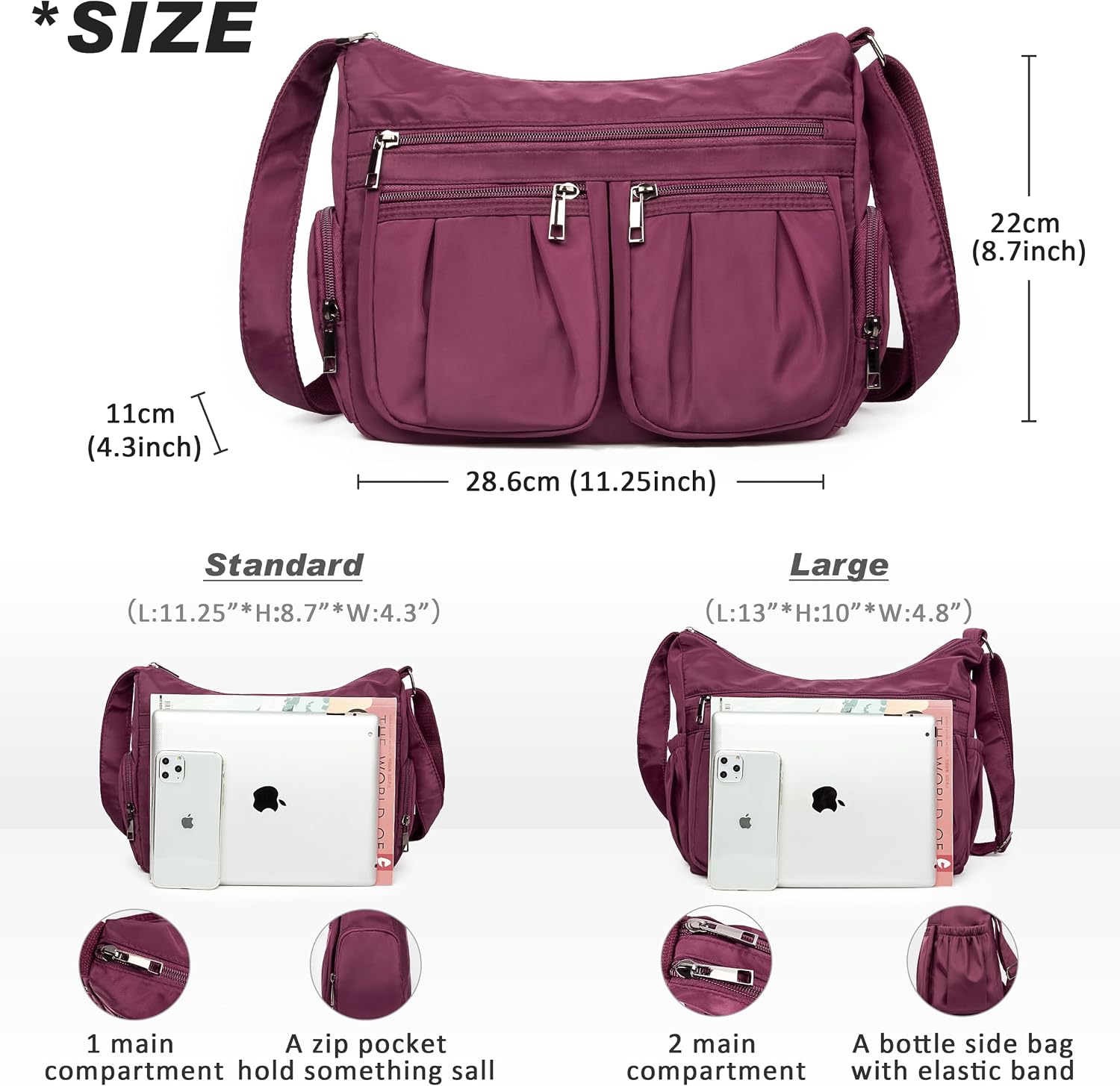 VOLGANIK ROCK Crossbody Purses for Women Shoulder Handbags Lightweight Waterproof Nylon Travel Bag Ladies Pocketbooks