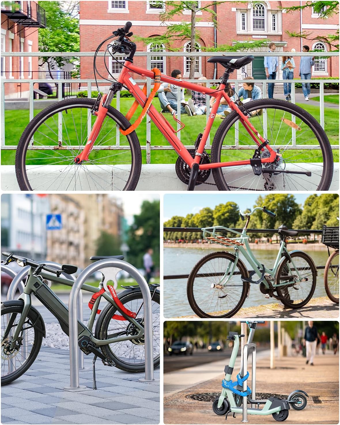 Sportneer Bike Lock: 5 Digit Combination High Security Anti Theft Bike Chain Lock - 3.2/3.6/4ft Heavy Duty Keyless Bicycle Lock for Bike, Motorcycle, Scooter, Door & Gate - 4/6mm Thick, Easy to Use