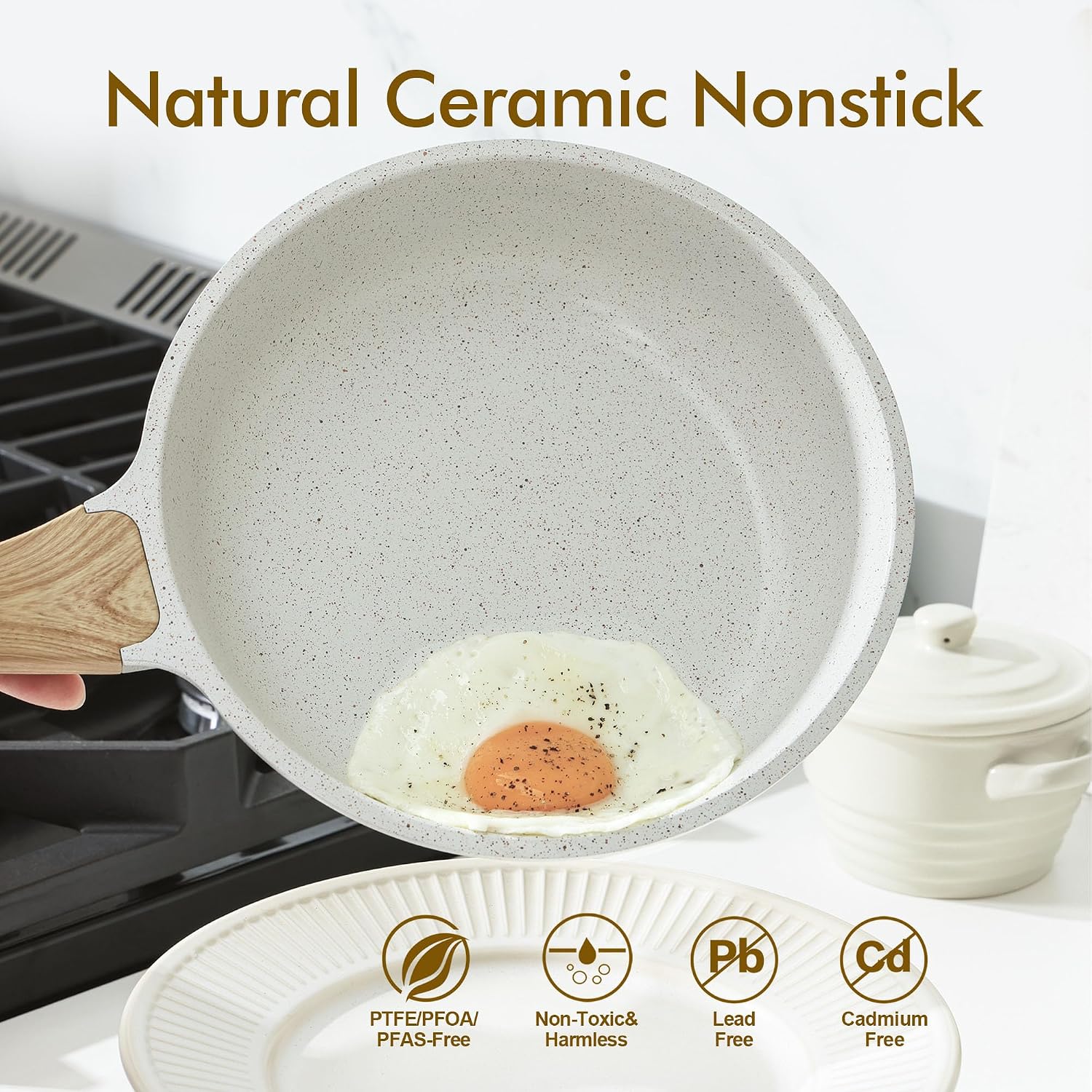 SENSARTE Nonstick Frying Pan Skillet, Swiss Granite Coating Omelette Pan, Healthy Stone Cookware Chef's Pan