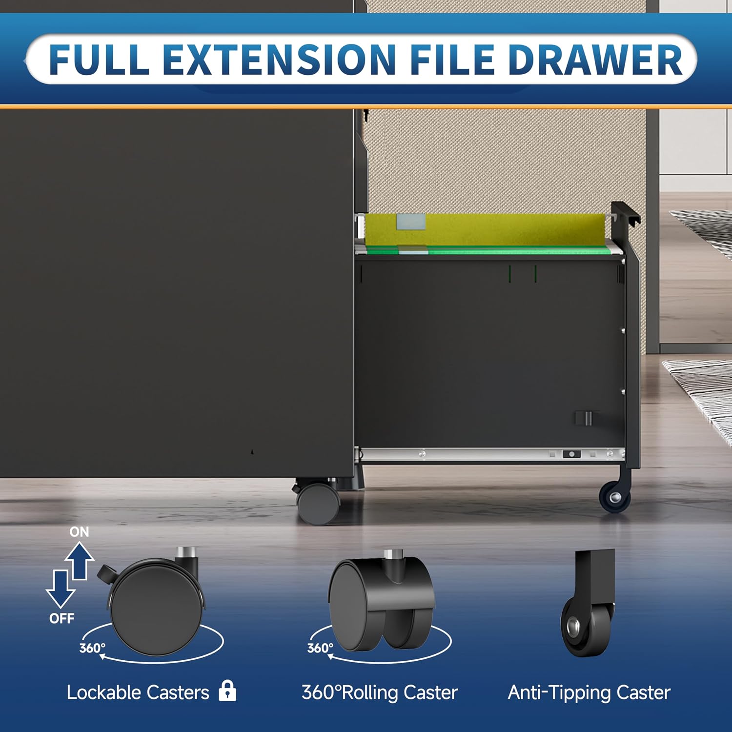 3 Drawer File Cabinet with Lock,Vertical Filing Cabinets for Home Office,Heavy Duty Metal File Cabinet for Hanging A4/Letter/Legal Size File,Vertical File Cabinet 15" W X 17.8" D X 38.3" H-Black
