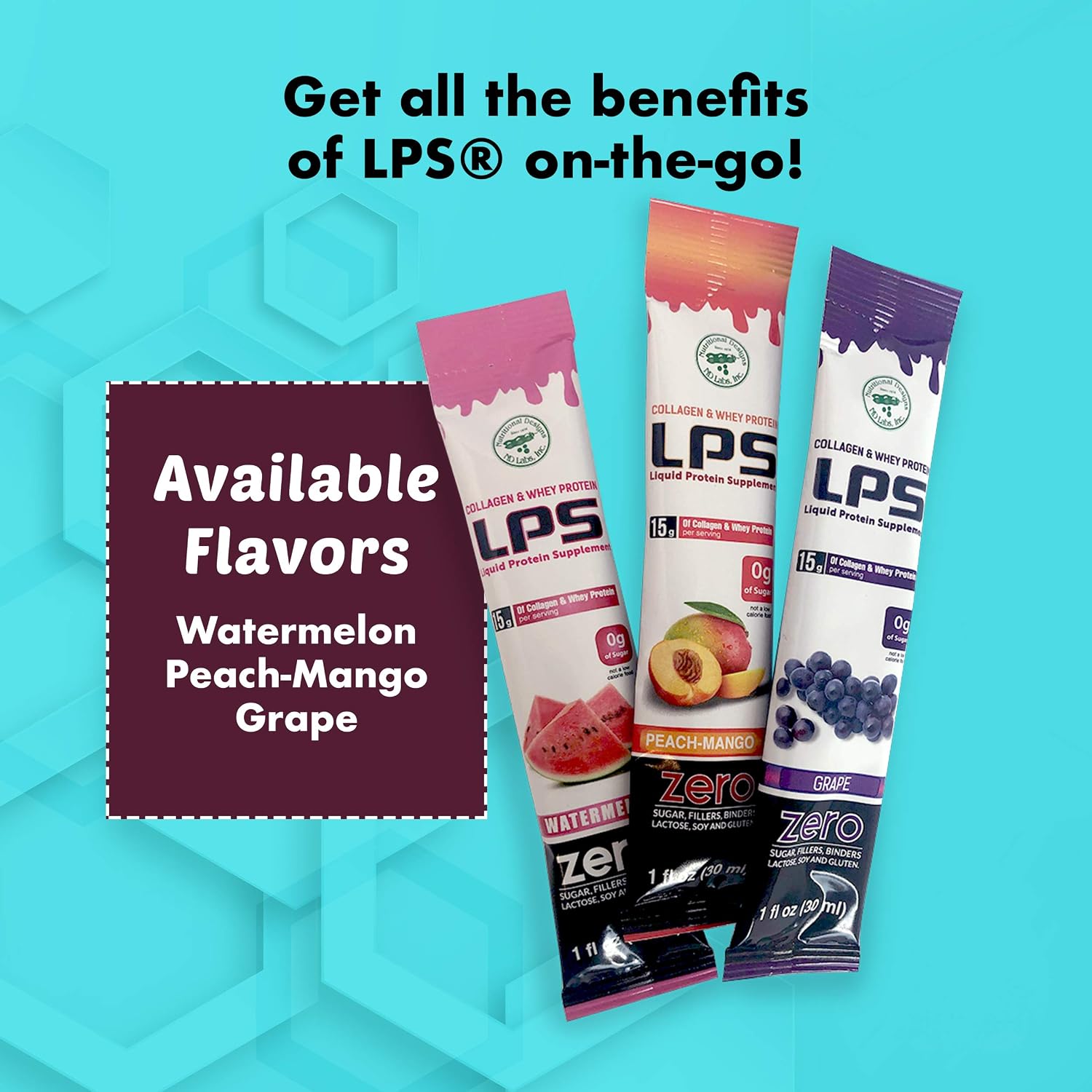 Nutritional Designs LPS Liquid Collagen & Whey Protein Supplement - Non-GMO Drink, Sugar-Free - Promotes Healthy Skin & Hair for Men & Women, Grape