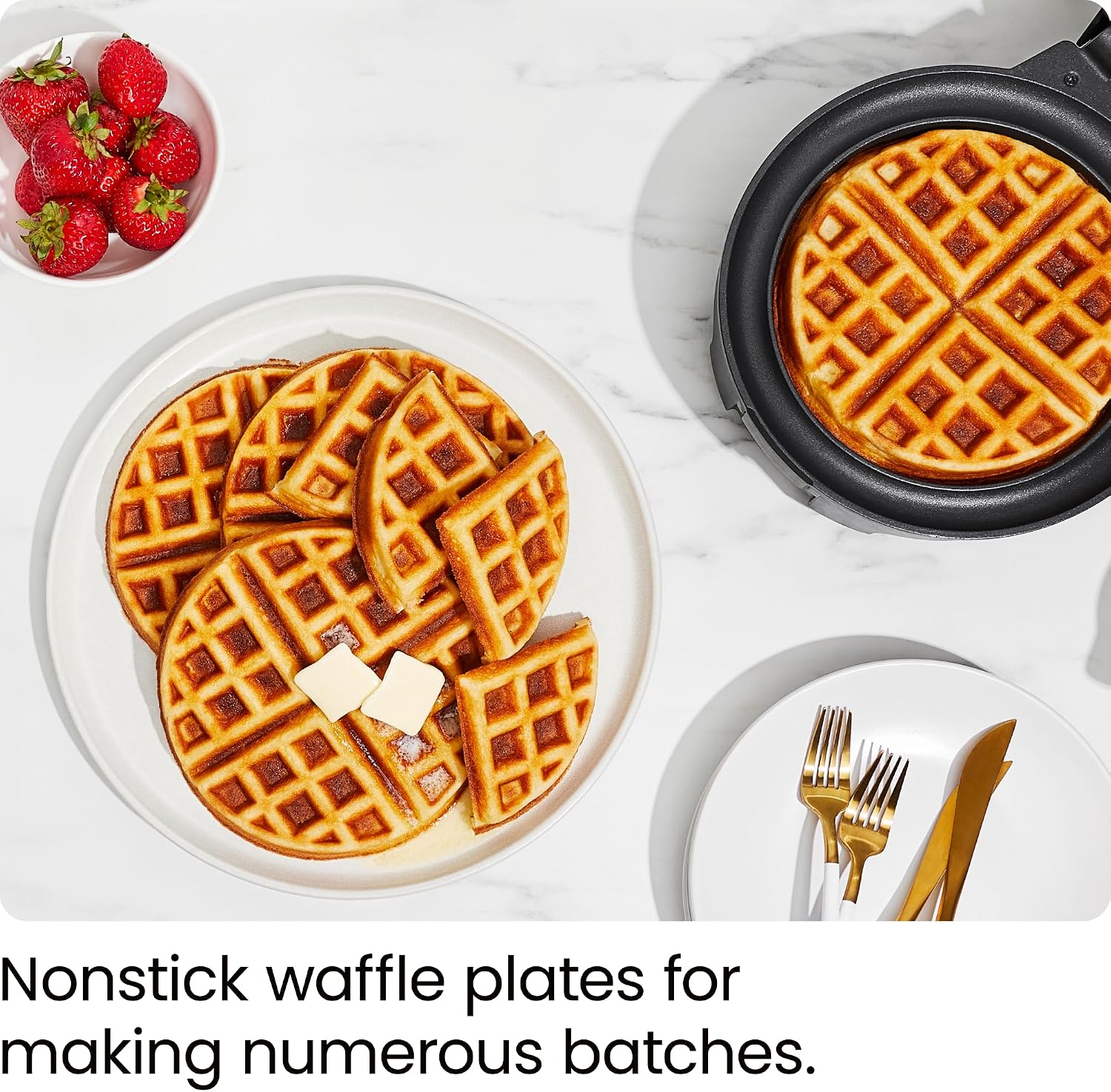Chefman Rotating Belgian Waffle Maker, 180° Flip Iron w/ Non-Stick Plates, Adjustable Timer, Locking Lid, & Drip Plate, Space Saving Storage, Mess-Free Breakfast, Stainless Steel/Black