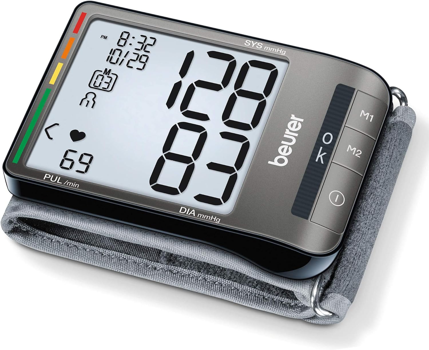 Beurer BC81 Wrist Blood Pressure Monitor – XL Display, Arrhythmia Detection, 120 Memory Sets – XL Blood Pressure Cuff Wrist for Home Use