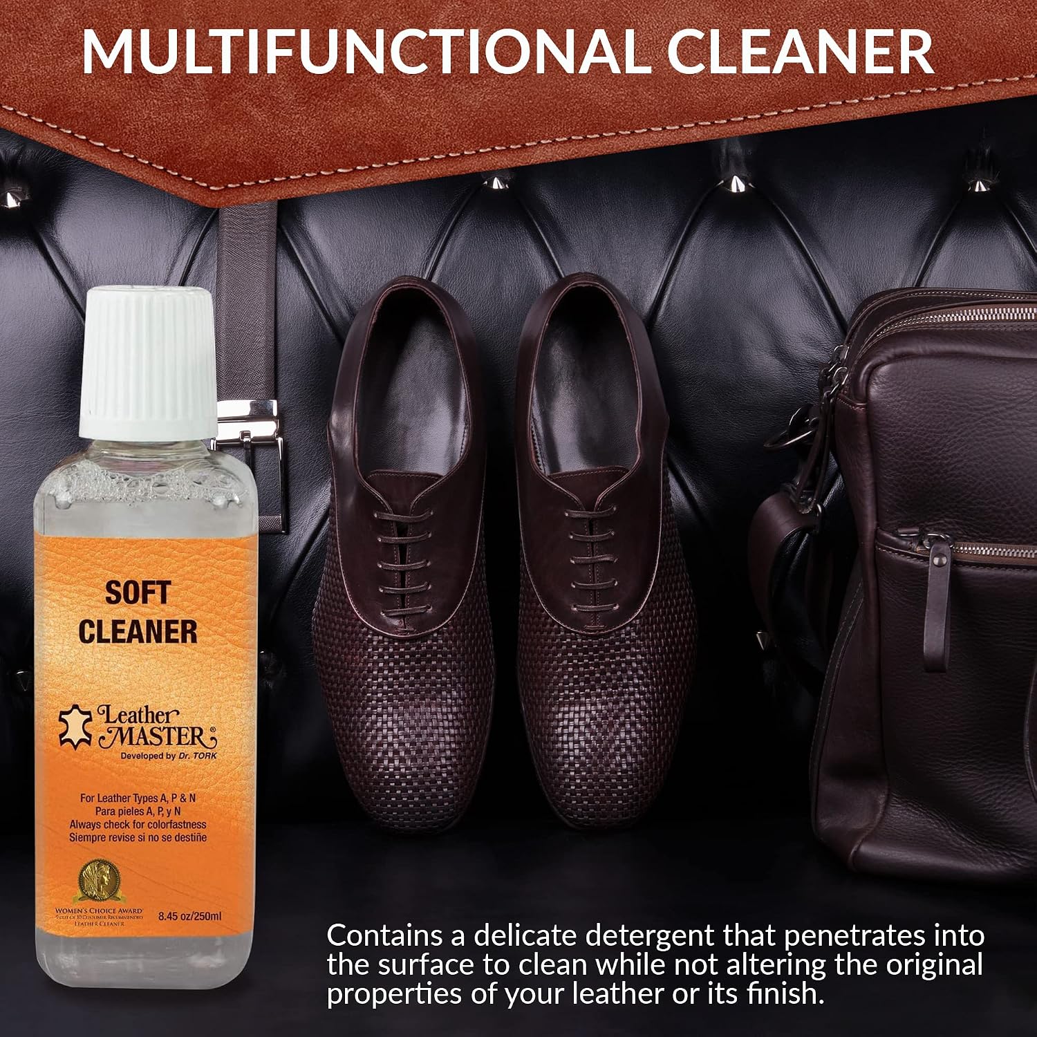 Leather Master Soft Leather Cleaner | Cleans & Removes Stains on Leather, Faux, & Vinyl | Leather Cleaner for Car Seats, Couches, Purses, Shoes & More