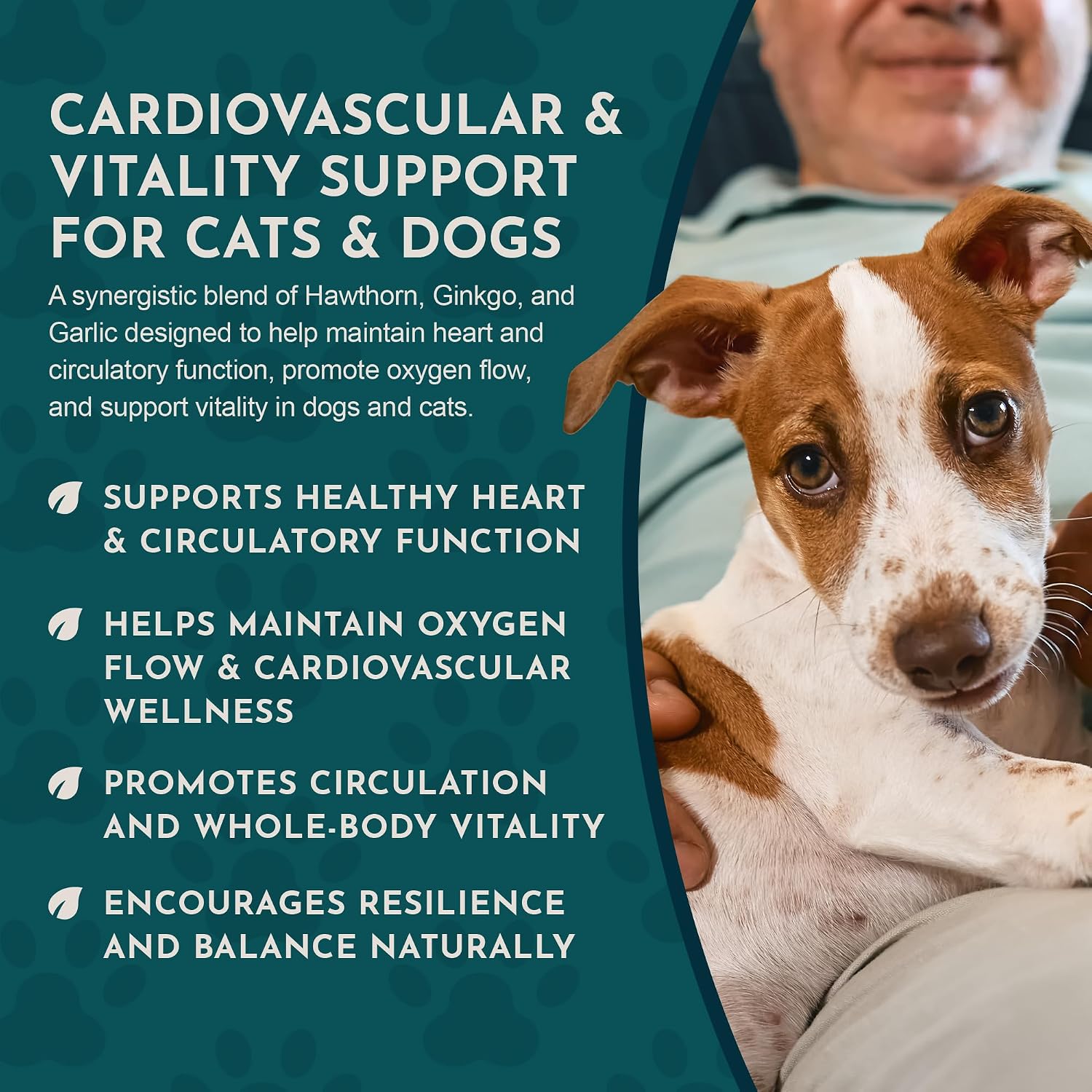 Heart Health for Dogs & Cats - Cardiovascular Support Supplement, Healthy Heart, Organic Hawthorn Berry, Herbal Tincture - 2 Fl Oz