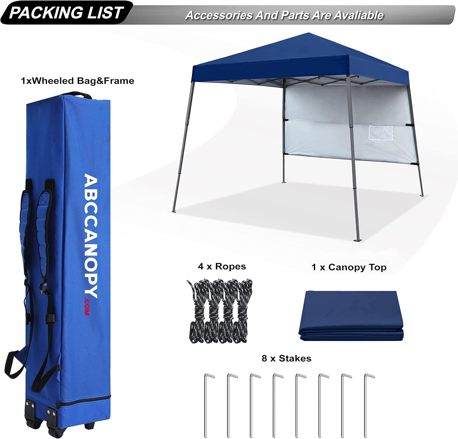 ABCCANOPY Outdoor Pop Up Canopy 10x10 Beach Camping Canopy with 1 Sun Wall, Bonus Backpack Bag, Stakes and Ropes, Sky Blue | Backpack Carry Bag, Stakes & Guy Ropes Included, Easy Setup; For Beach, Camping, Backyard