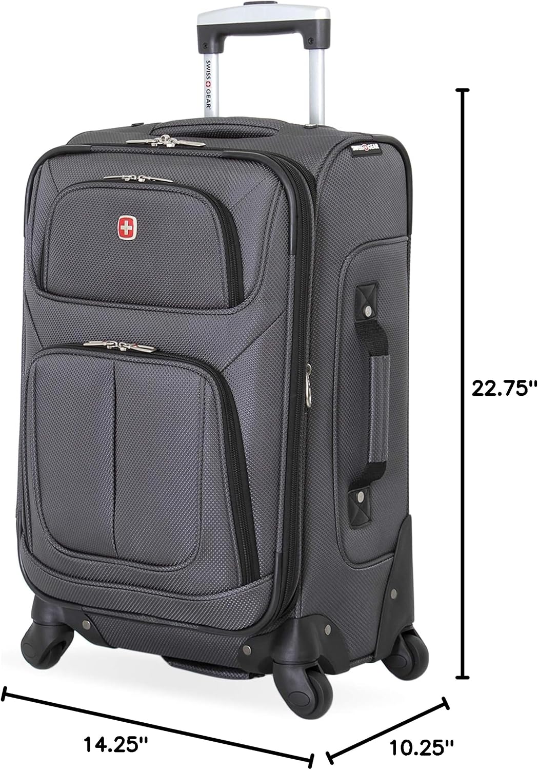 SWISSGEAR Sion Carry-On Spinner Luggage, Softside Expandable, Lightweight Suitcase, Dark Grey, 22.75-Inch