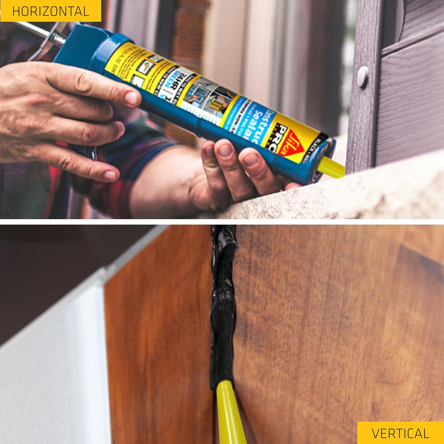 SIKA Sikaflex Construction Sealant - White, All-Purpose Polyurethane for Joints 1/2" or Smaller - 10.1 fl. oz - Weatherproof, High Elasticity, Paintable, Strong Adhesion