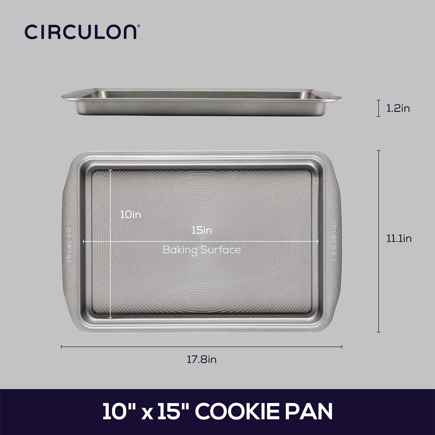 Circulon Bakeware Nonstick Cookie Pan Set, Cookie Sheets for Baking, 2-Piece, Gray
