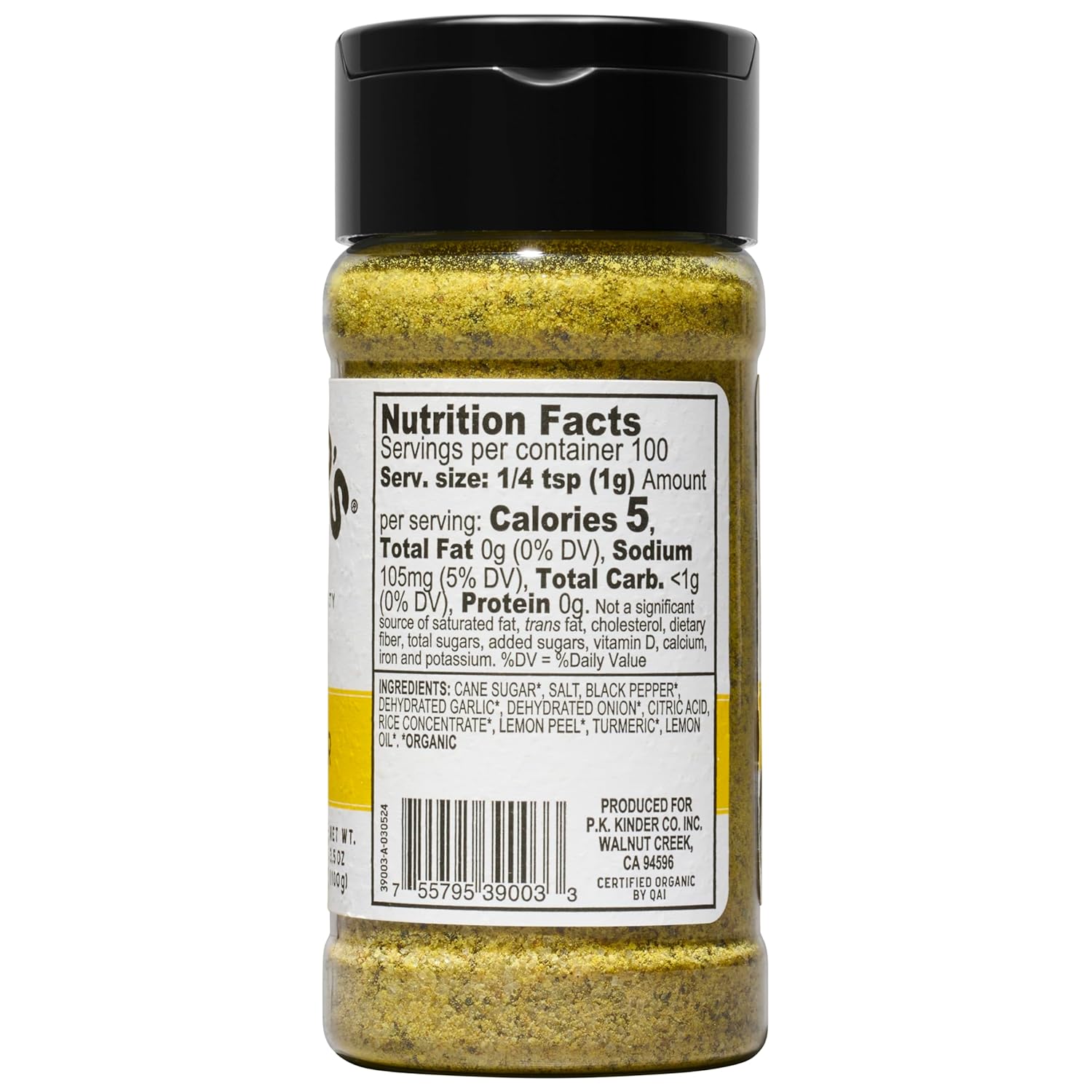 Kinder's Organic Buttery Garlic Salt, Premium Quality Seasoning, MSG Free and USDA Certified Organic, 2.75 oz