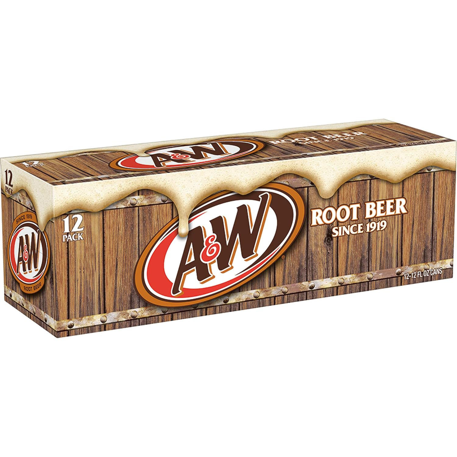 A&W Root Beer Soda, 12 fl oz cans, 12 pack