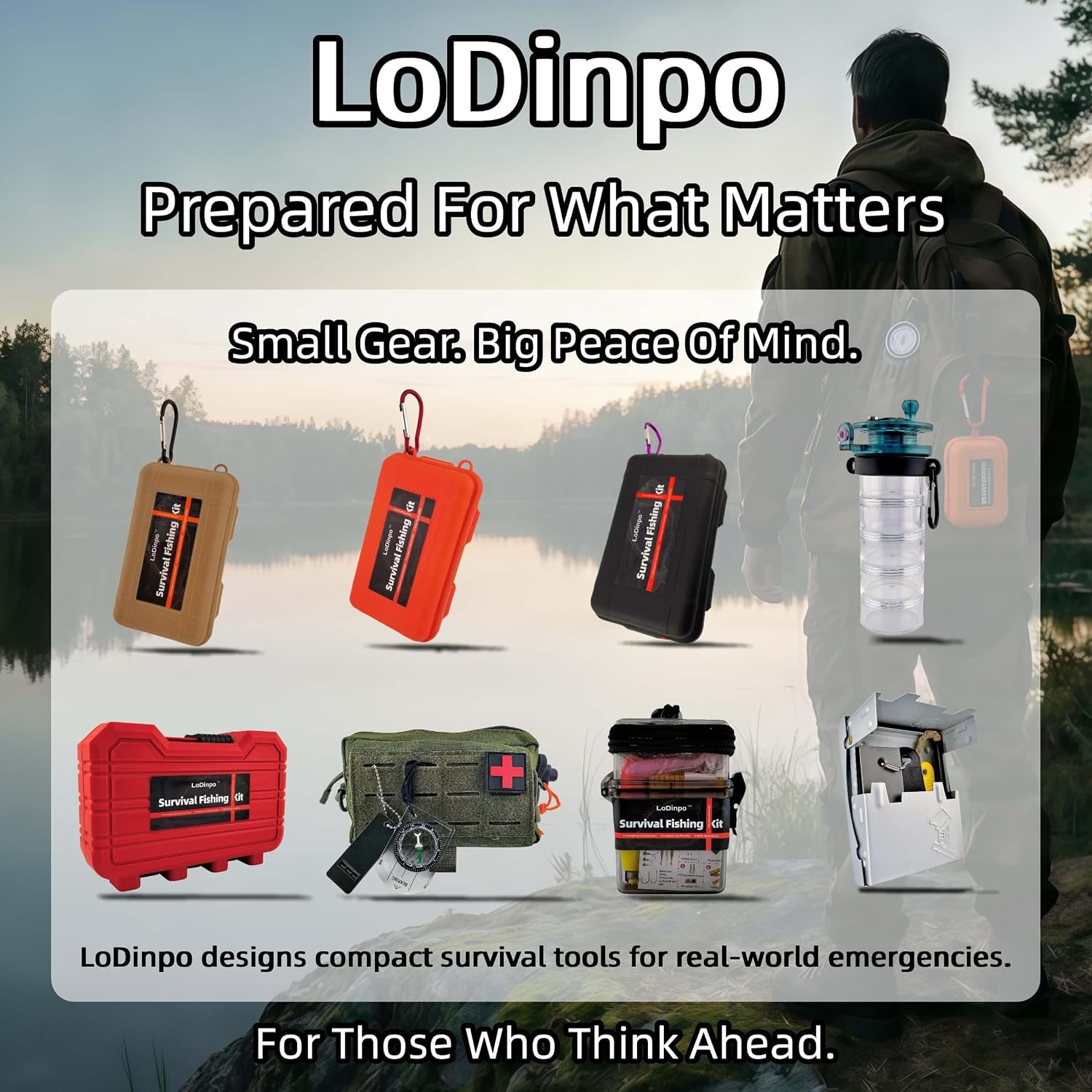 Camping Survival Kit, All in One Outdoor Emergency Gear with Knife, Fire Starter, Fishing Kit, Water Pouch & Compass for Hiking Backpacking Bushcraft Gift for Him