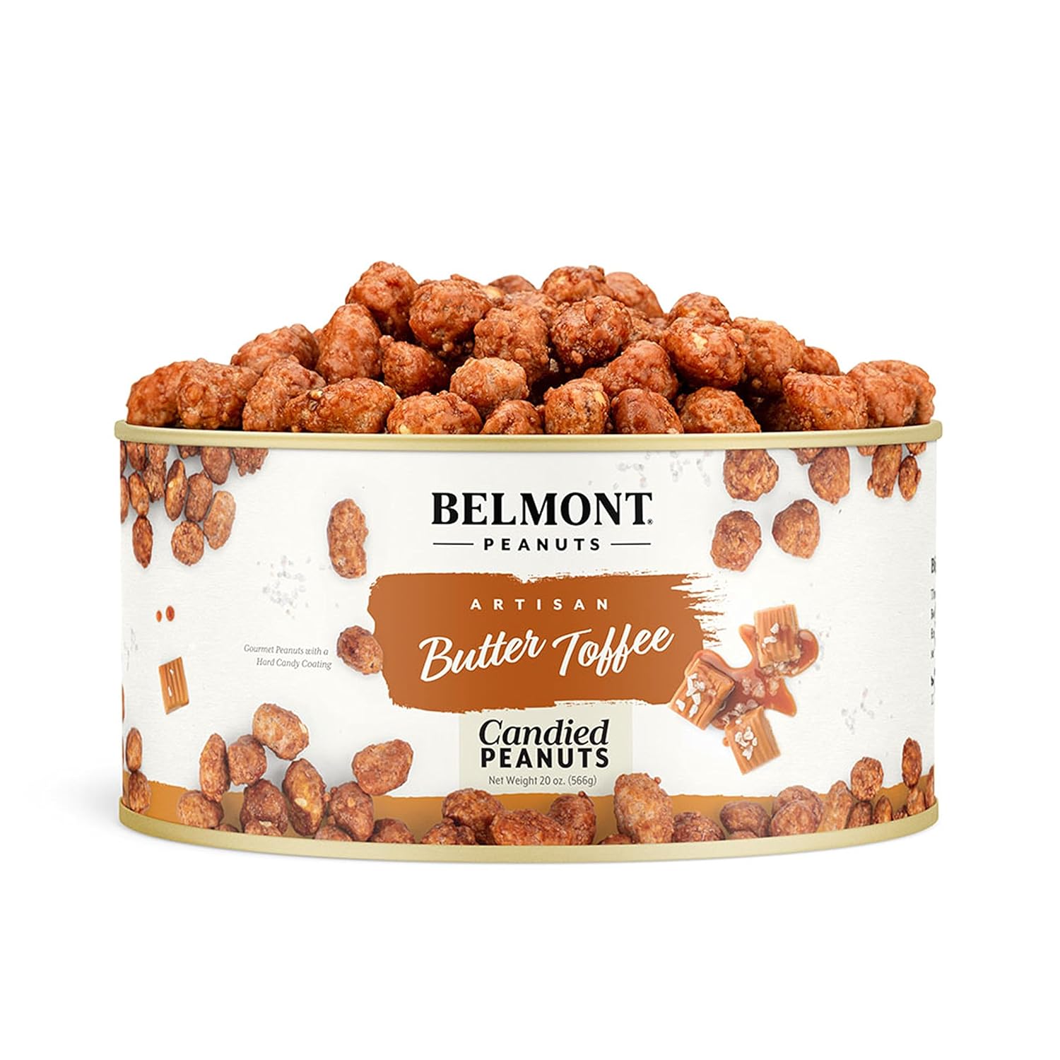 Belmont Peanuts Gourmet Sea-Salted Virginia Peanuts, 20 oz (1 Pack) – Only 3 Simple Ingredients, No Preservatives, 7g Protein – A Premium, Salty, Crunchy, Hand Seasoned Snack